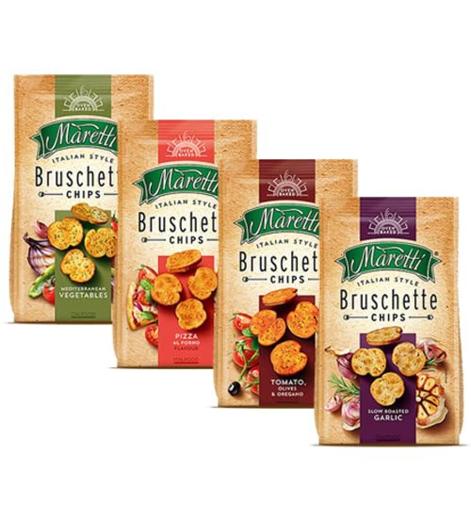 Maretti Mixed Flavors Bruschette Chips Variety Pack - Oven Baked 70g - Buy Online on GoSupps.com