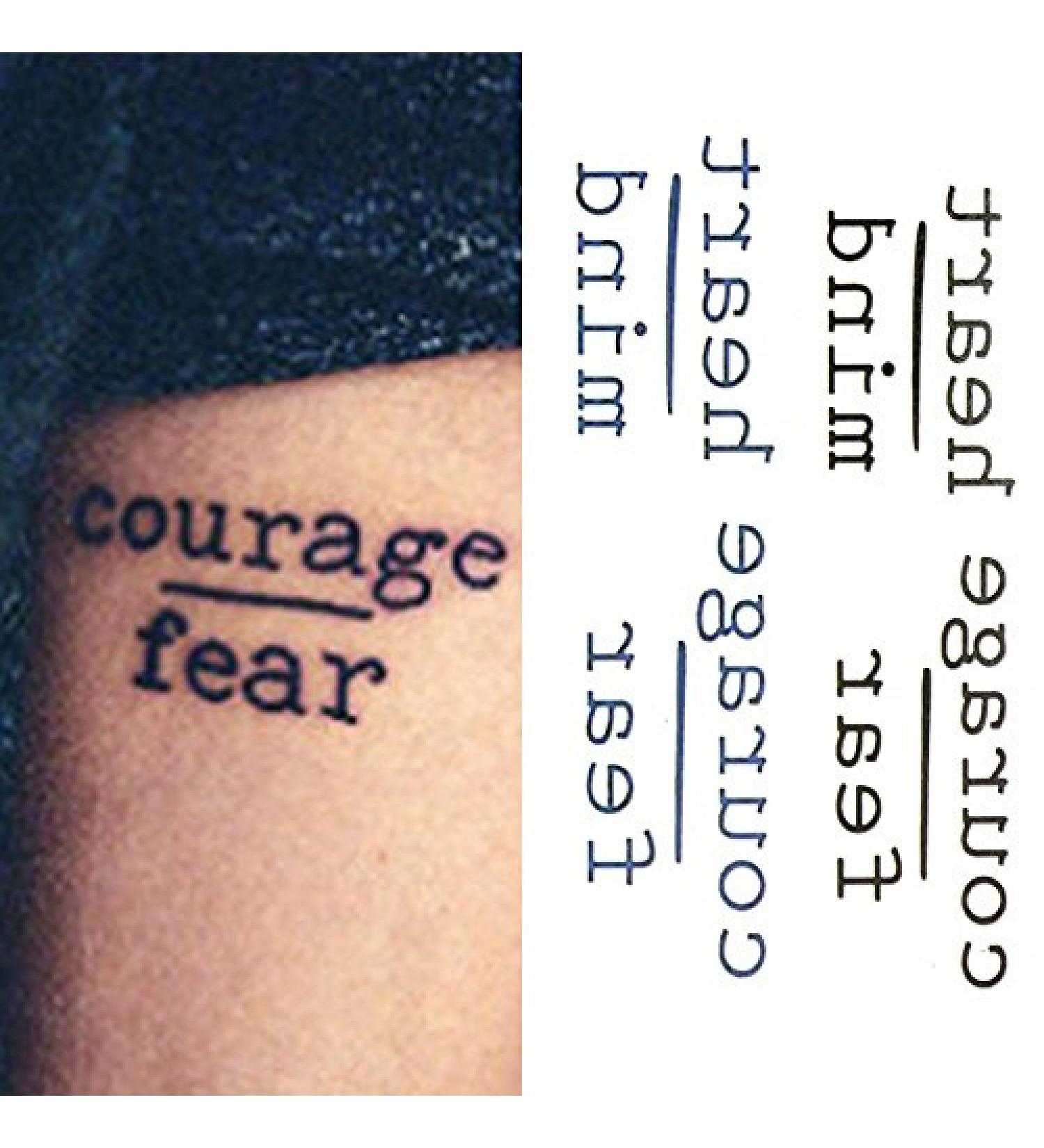 Oottati 2 Sheets Small Cute Temporary Tattoo Stickers - Courage Fear Heart Mind Quote - Buy Online on GoSupps.com