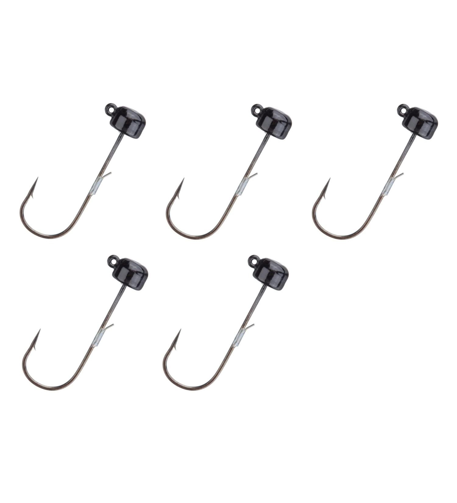 Reaction Tackle Tungsten Mushroom Head Ned Rig Shroom Jig Heads 1/10 oz - 5-Pack, Black - Buy Online on GoSupps.com