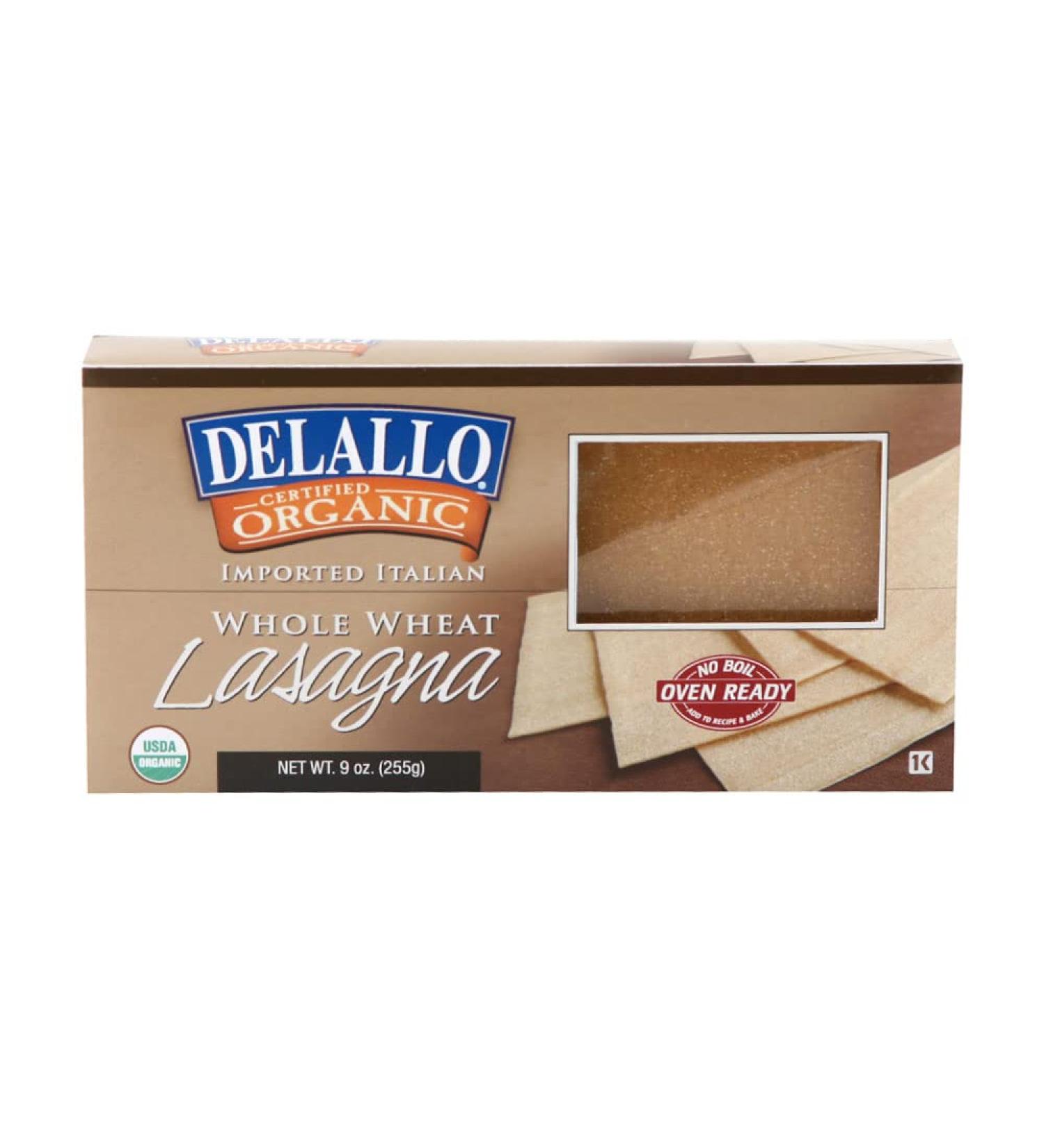 DeLallo Organic Whole Wheat Oven Ready Lasagna Noodles - 9oz Box (Pack of 6) - Buy Online on GoSupps.com