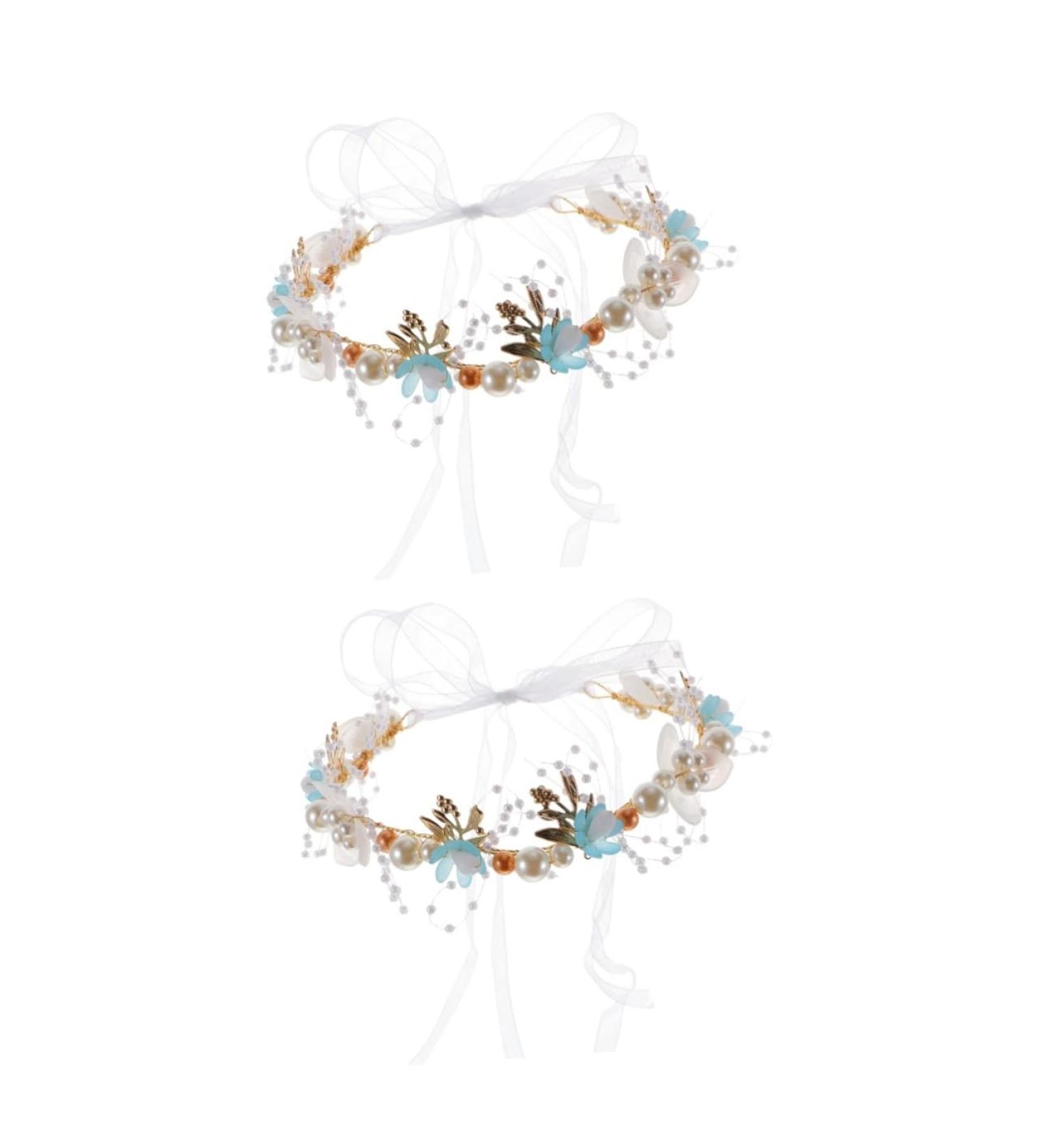 Lifkome Flower Girl Crown - 2 Piece Headband Hair Accessories for Weddings | Floral Hair Jewelry for Girls - Buy Online on GoSupps.com