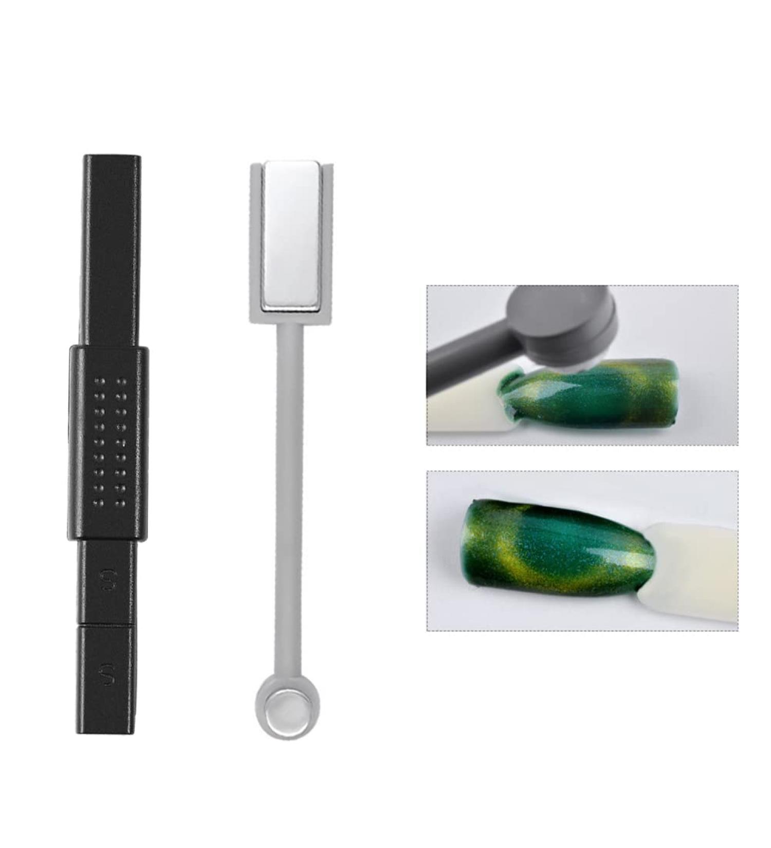Nail Magnet Set - 2 Pieces | Double Magnetic Pencil for 3D Cat Eye Effect | Nail Art Magnet Sticks for Gel Manicure - Buy Online on GoSupps.com