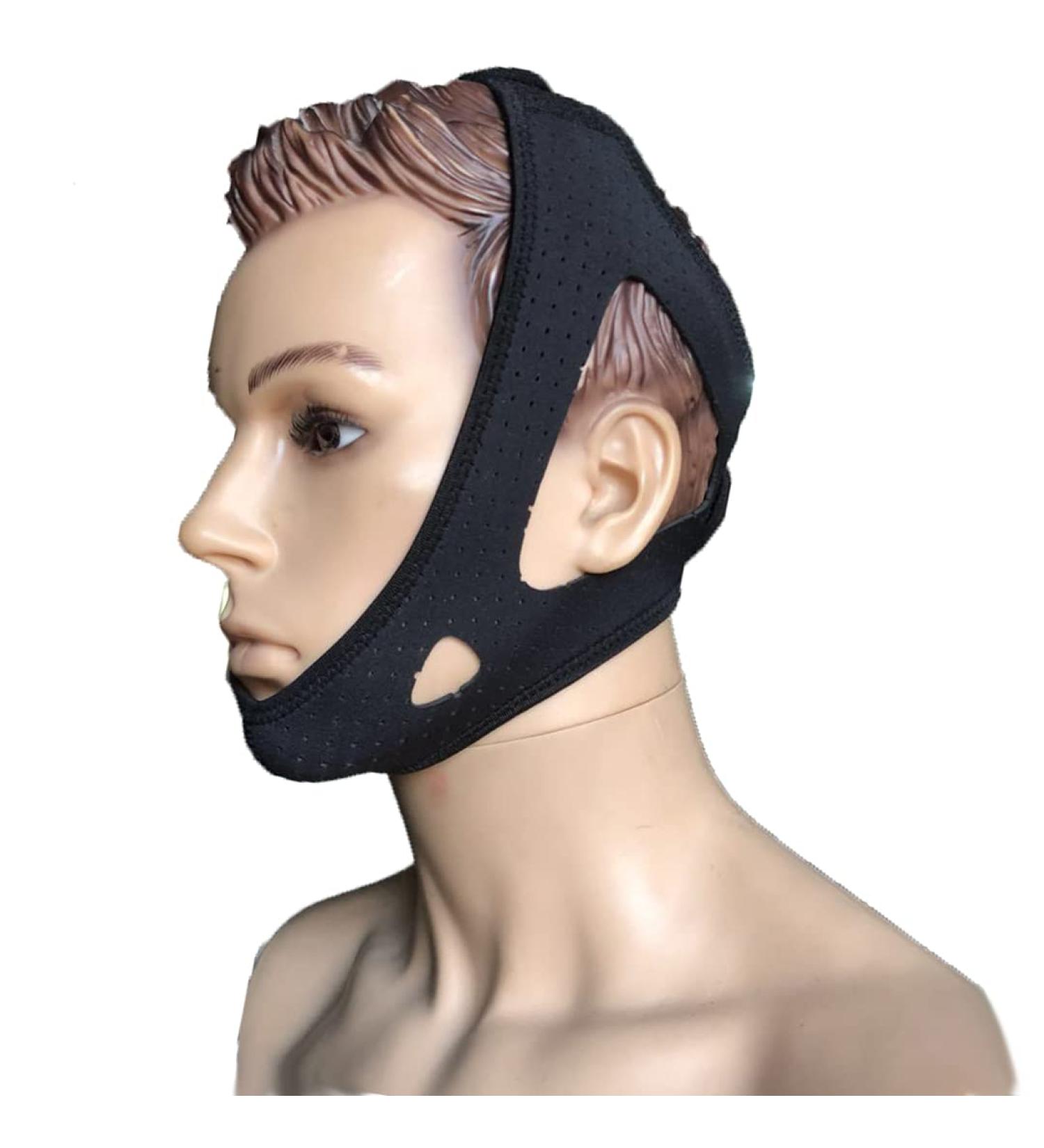 Anti-Snoring Chin Strap for Mouth Breathers - Adjustable and Breathable - Black - Buy Online on GoSupps.com