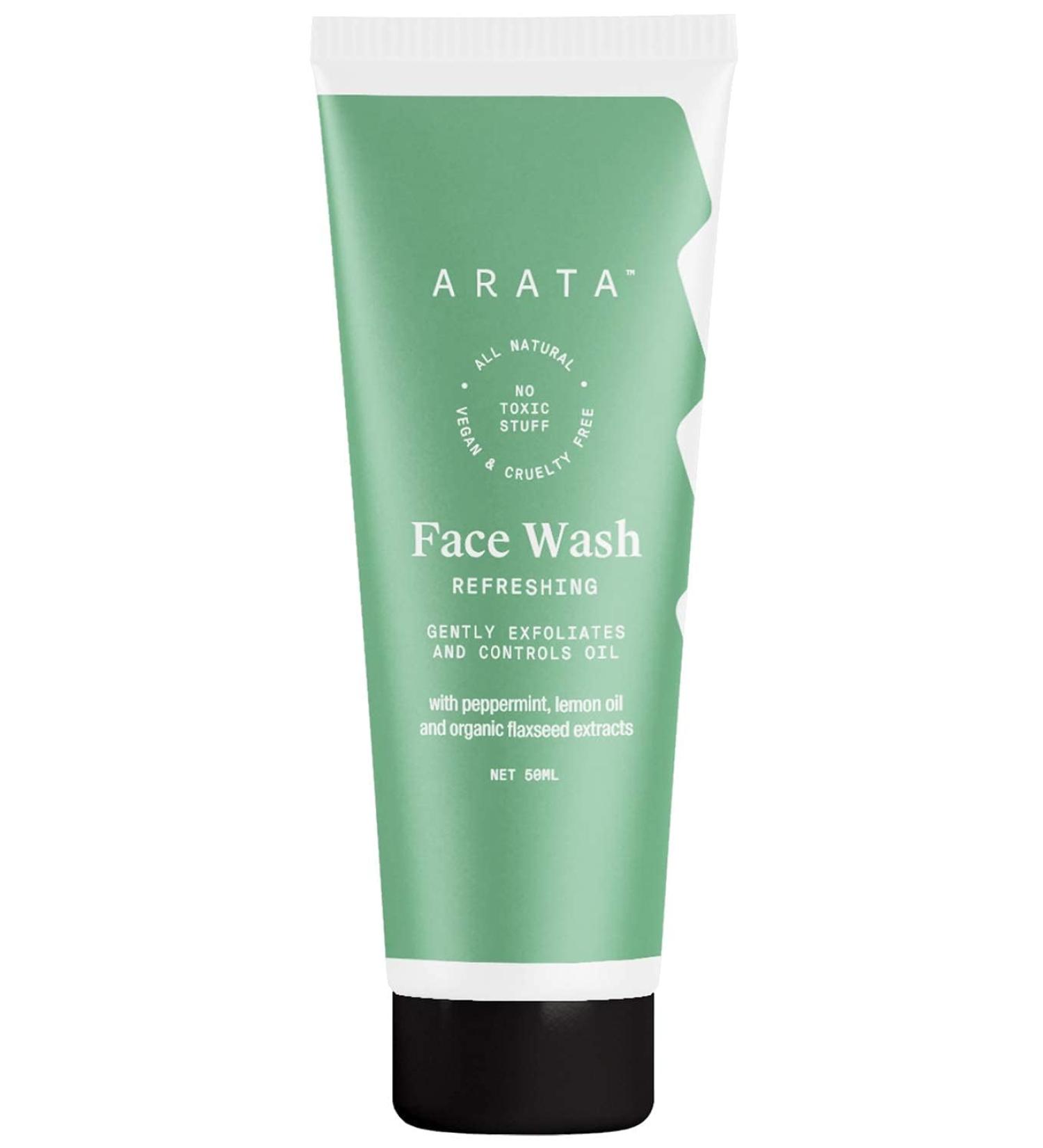 Ar.ata Natural Refreshing Face Wash - Vegan Cruelty-Free Exfoliating with Peppermint & Lemon Oil for All Skin Types (50 ml - Buy Online on GoSupps.com