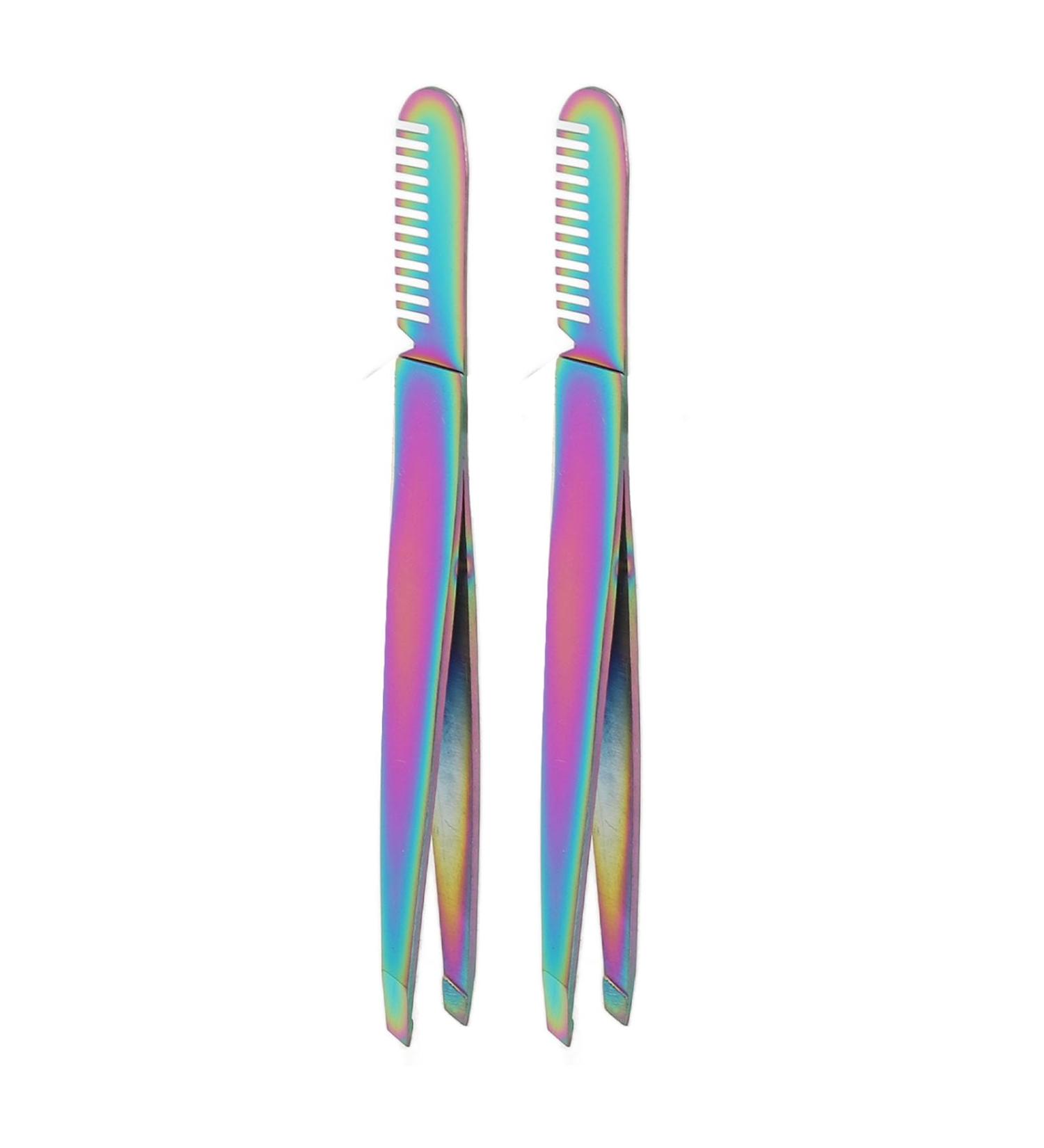 Stainless Steel Eyebrow Tweezers - Dual Head Precision Clamping & Multifunctional Eyebrow Trimming Tool - International Shipping Available - Buy Online on GoSupps.com