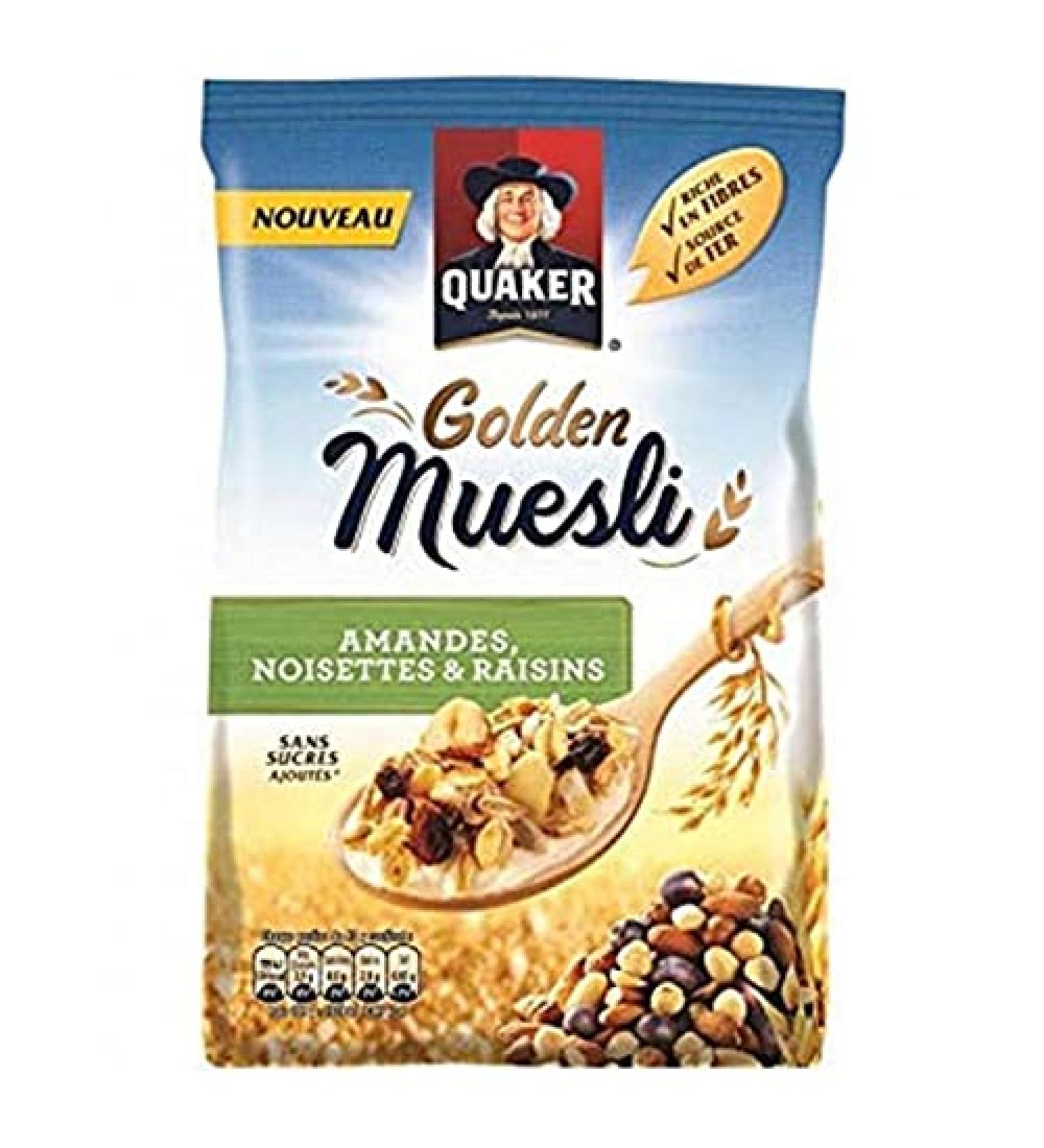Quaker Golden Muesli Almonds Hazelnuts and Raisins 500g (pack of 4)