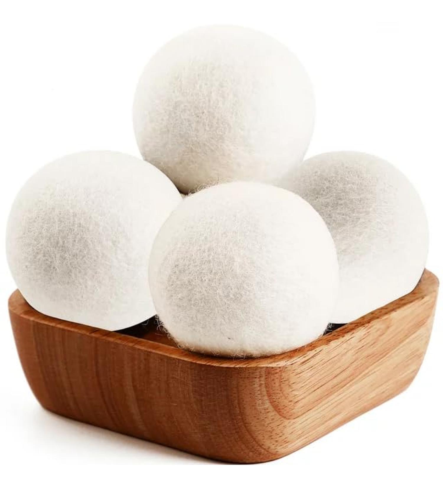Organic Wool Dryer Balls 4 Pack - XL Natural Fabric Softener Hypoallergenic & Chemical-Free - Eco-Friendly Laundry Essential - Buy Online on GoSupps.com