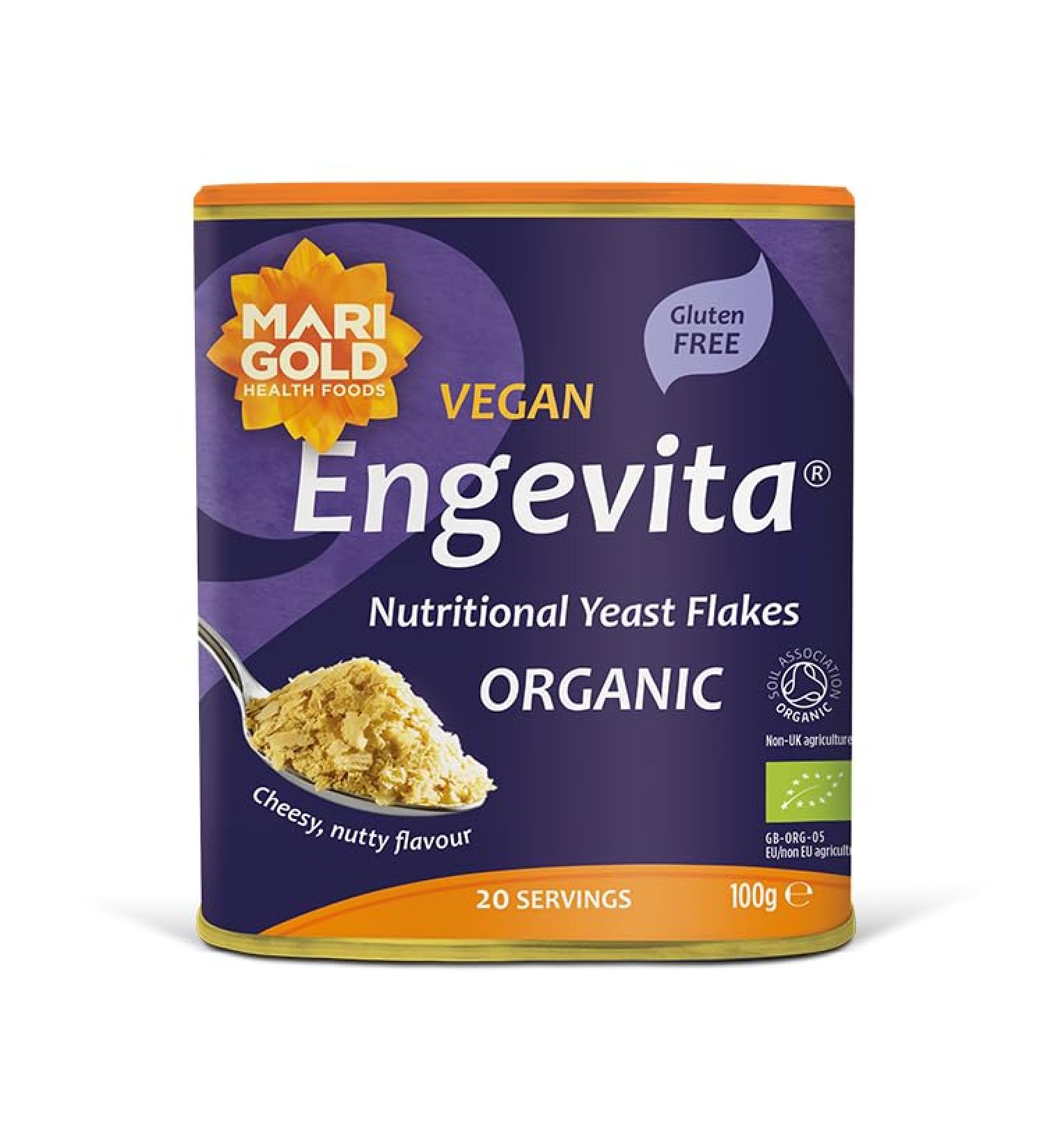 Marigold Health Foods Engevita Organic Nutritional Yeast Flakes - Gluten Free - Vegan 100g (Pack of 3)