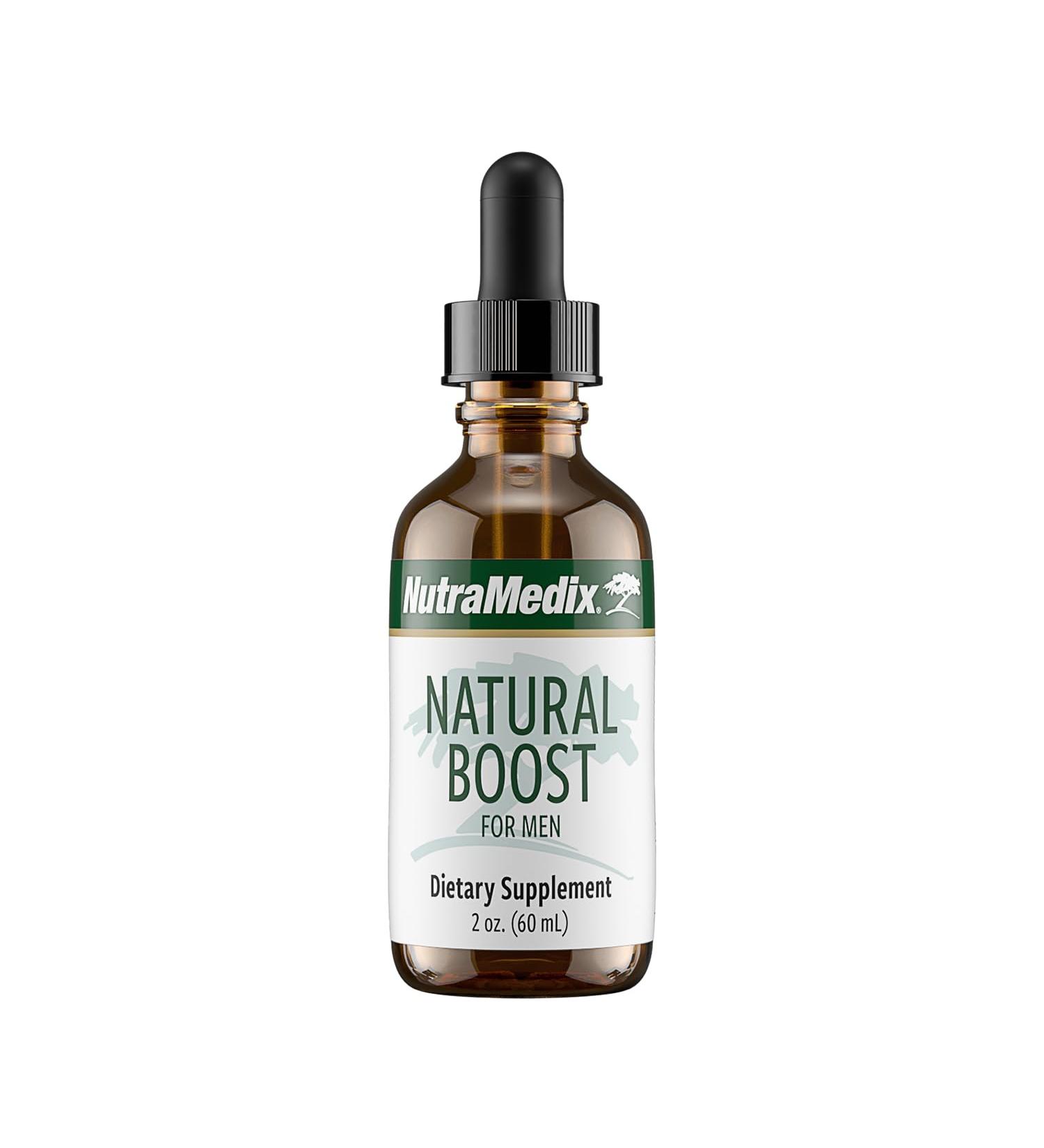 NutraMedix Natural Boost for Men - Amino Acids and Energy Support - Ginkgo Biloba Maca Root Saffron Extract Epimedium and L-Arginine - Men's Health Supplement (2oz / 60ml) - Buy Online on GoSupps.com