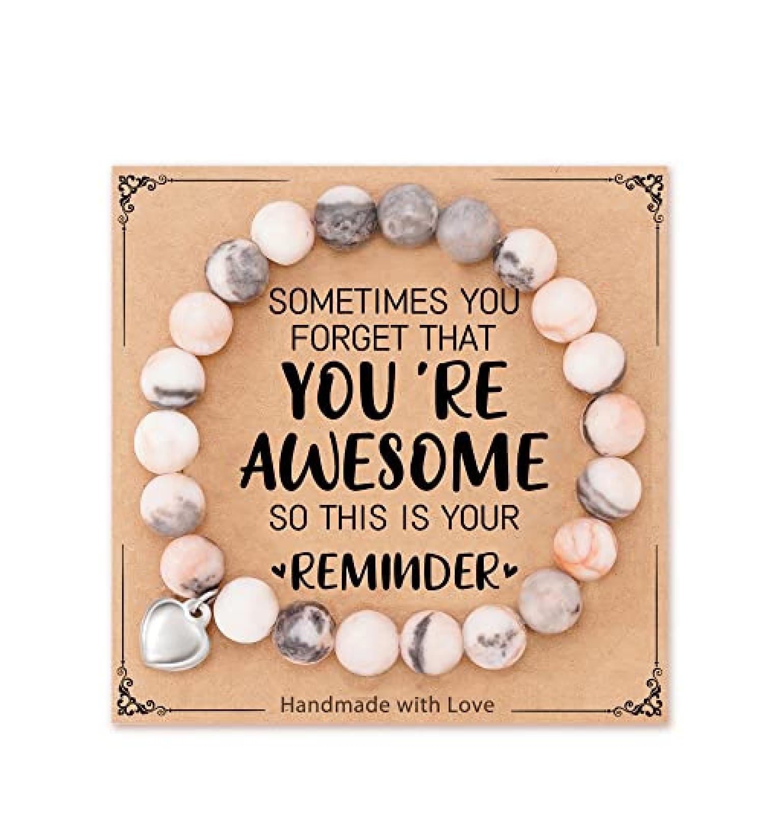 HGDEER Unique Pink Natural Stone Bracelet for Women & Teen Girls - Perfect Gift to Remember Your Awesomeness - Buy Online on GoSupps.com