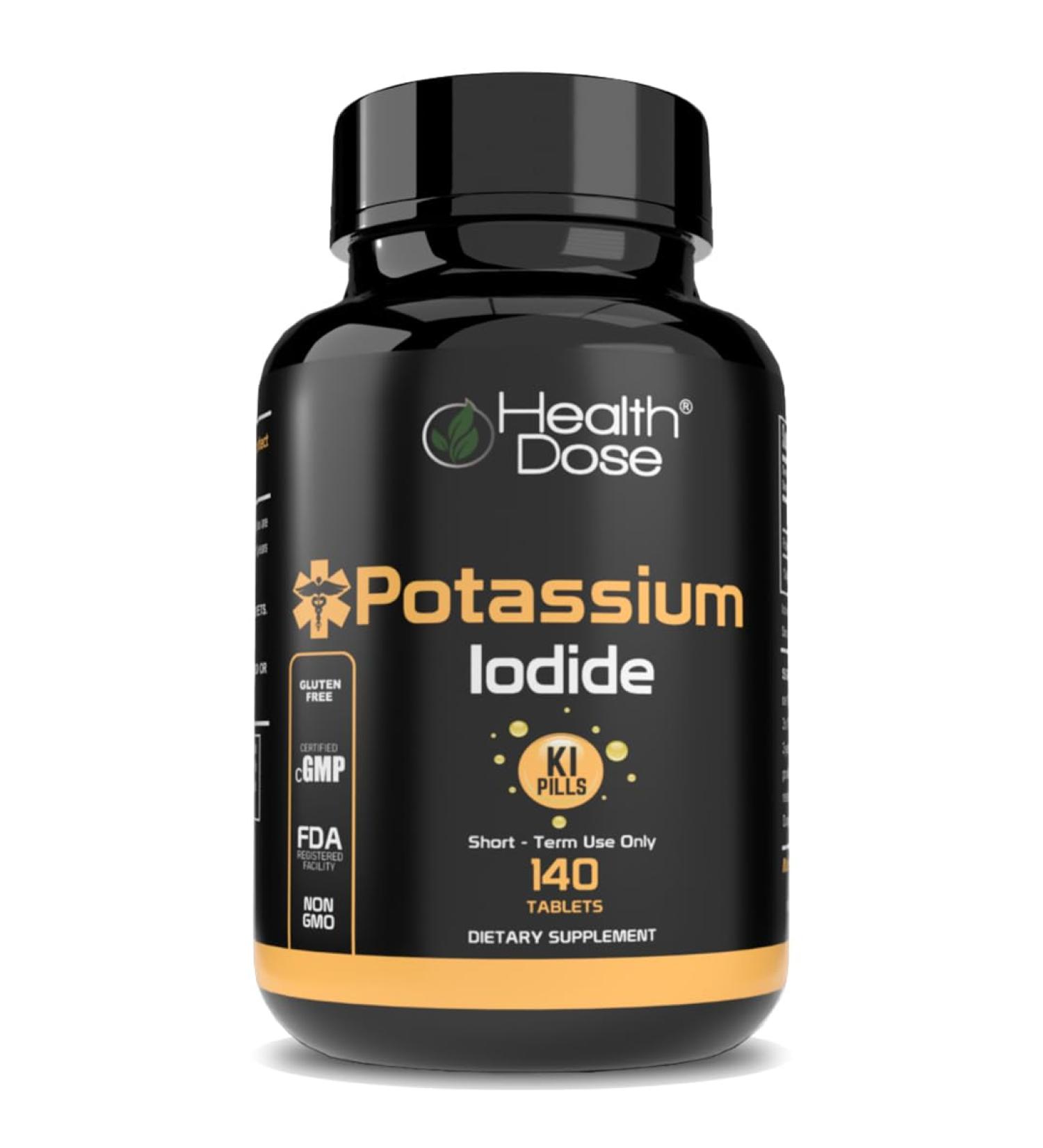 Potassium Iodide Tablets 130mg - Short Term Health Dose - 140 Tablets - Buy Online on GoSupps.com