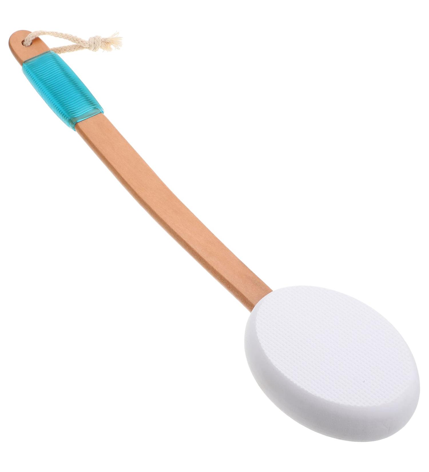 SOLUSTRE Dry Brush Body Lotion Back Applicator with Sponge for Exfoliating | Reach Handle for Shower Bath | Back Scratcher | Skin Care Tool - Buy Online on GoSupps.com