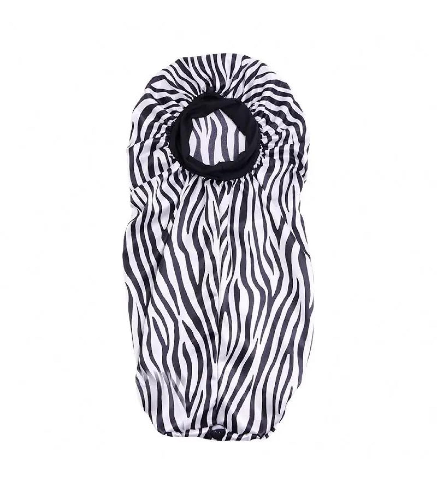 YUPs Long Satin Silk Adjustable Hair Bonnet for Long Hair - Black/White Zebra - Buy Online on GoSupps.com