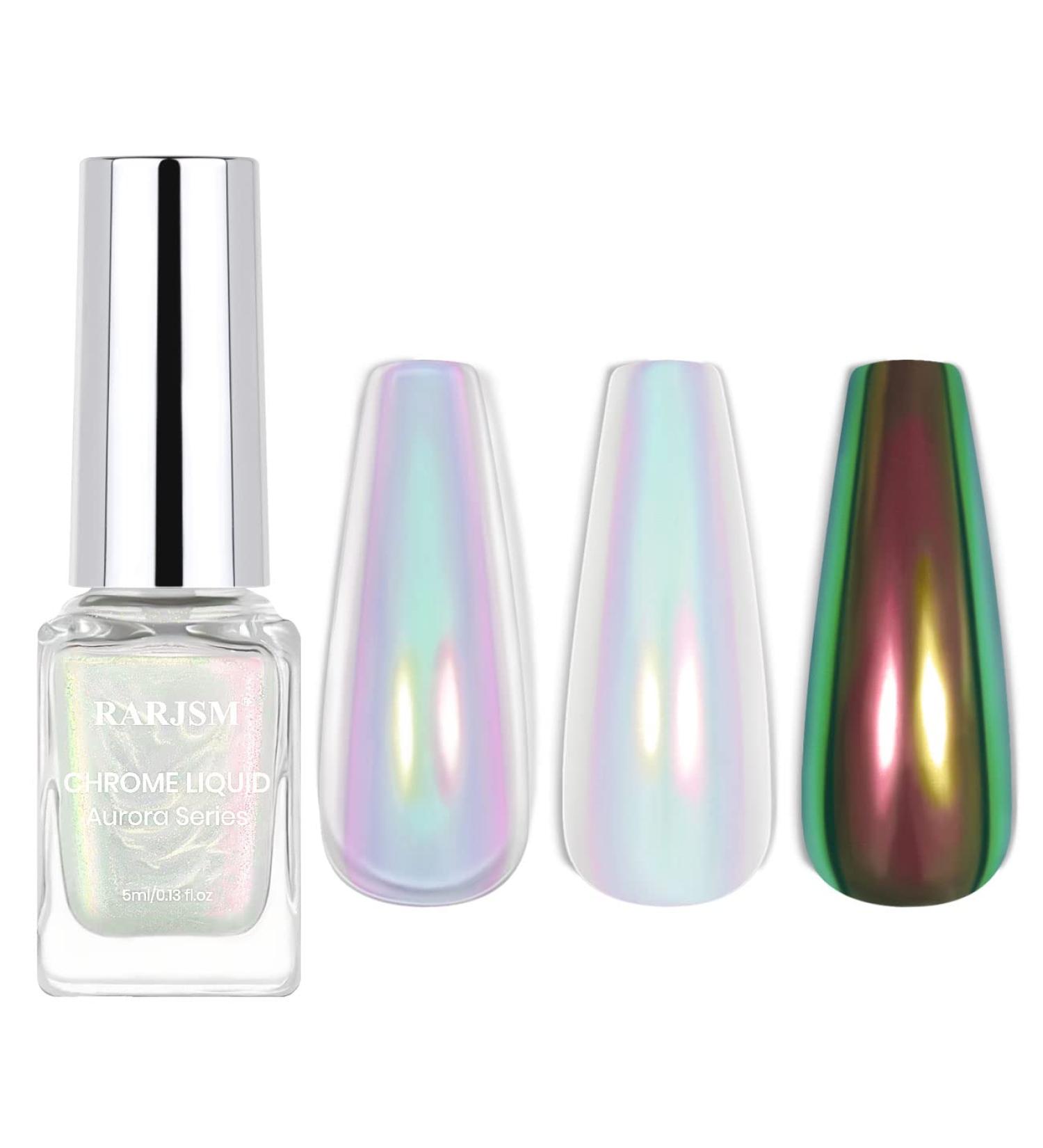 RARJSM Chrome Nail Powder | Liquid Magic Aurora Metallic Chameleon | Iridescent Glitter for Gel Polish | No Curing Required | 5ML 0.17FLOZ - Buy Online on GoSupps.com