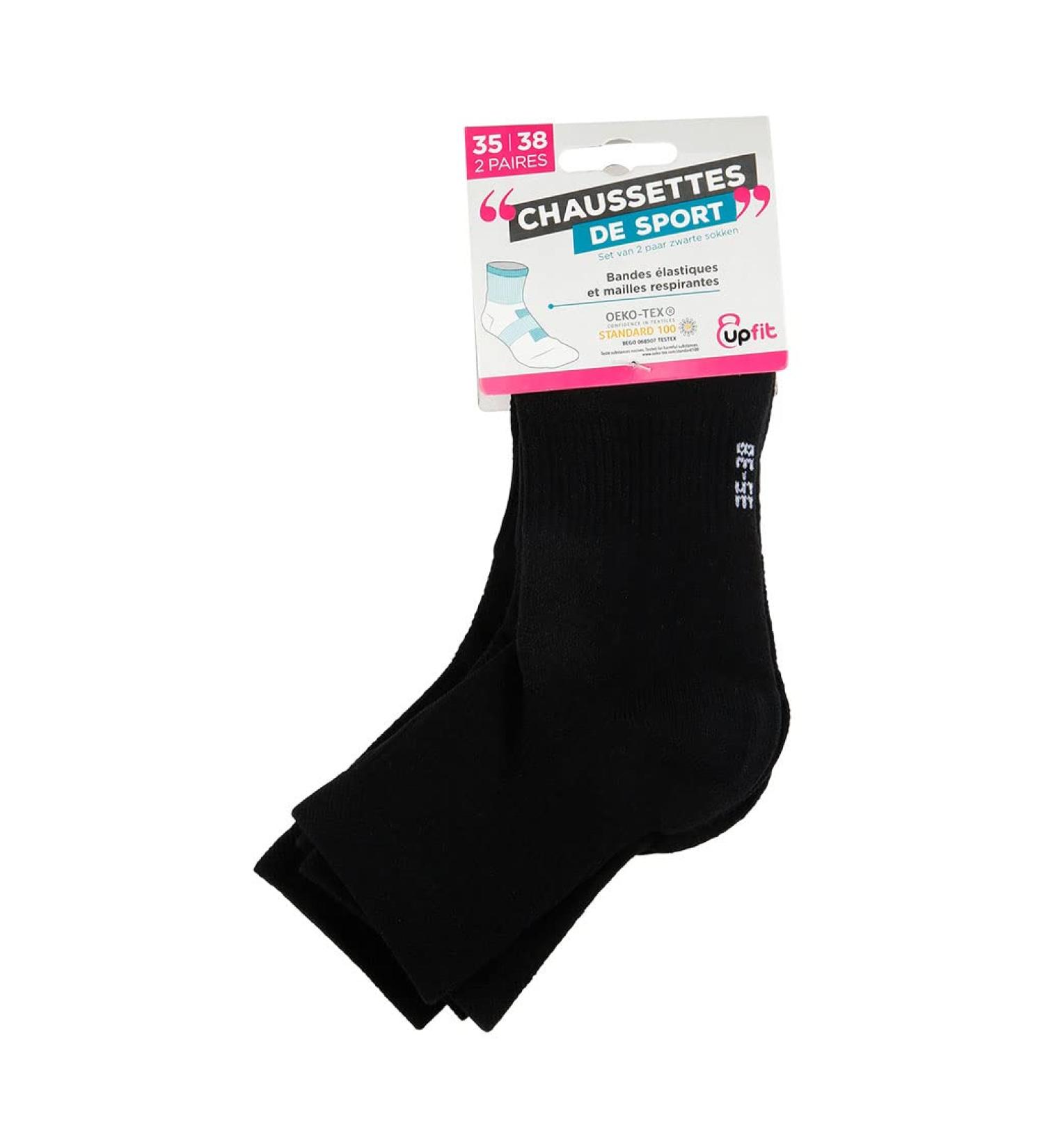 Upfit Sports Socks - Size 35-38 - Breathable Mesh & Stretchy - 2 Pairs - Reinforced Heel for Ultimate Comfort in Sports - Black - Buy Online on GoSupps.com