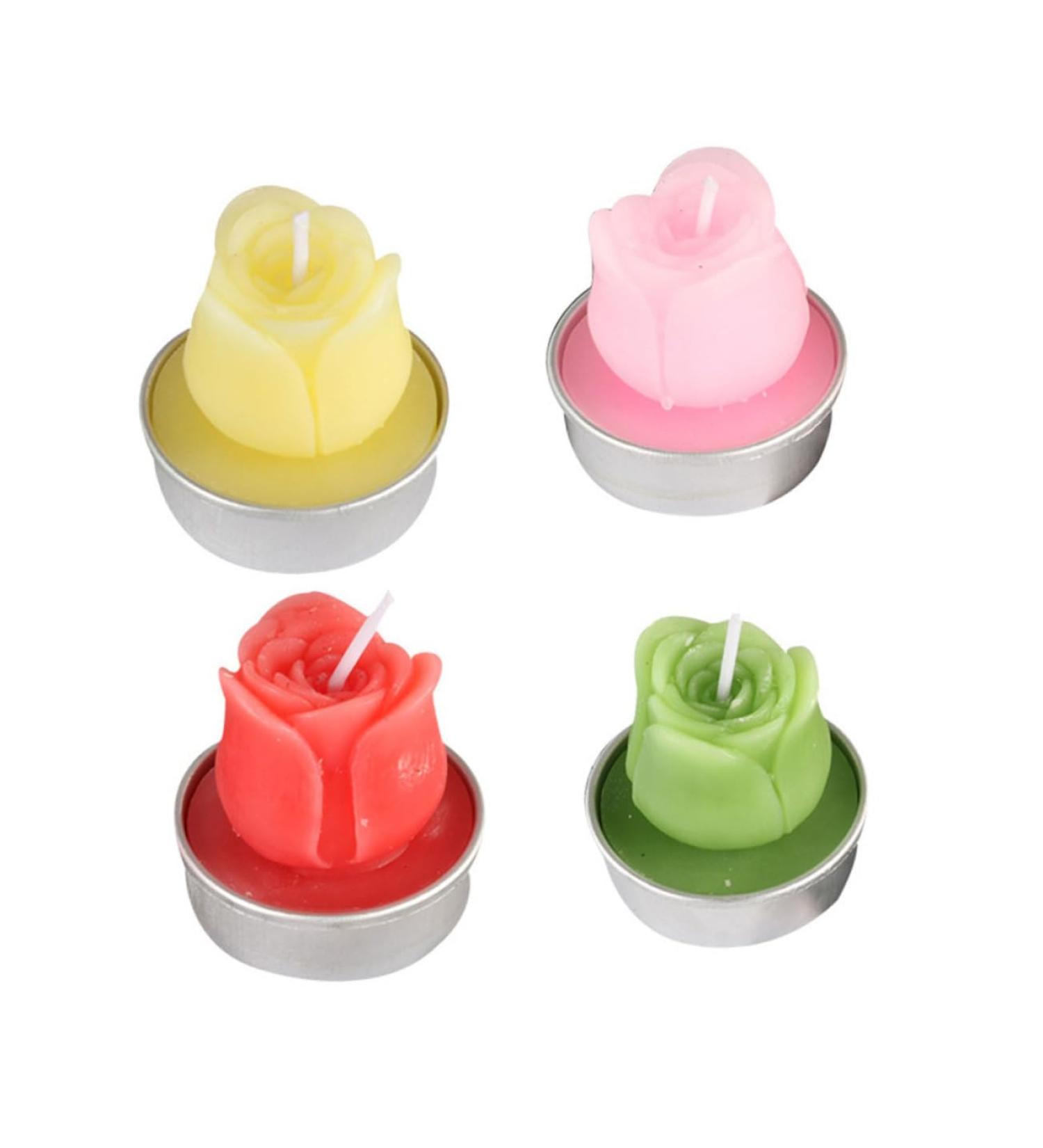 LIFKICH 12pcs Home D cor Tea Lights Candles Wedding Decoration Valentine Candle Tealight Candles Home Decor Baby Showers Candles Decorative Candles for Valentine's Day Rose Proposal Red Red 4*3.5cm - Buy Online on GoSupps.com