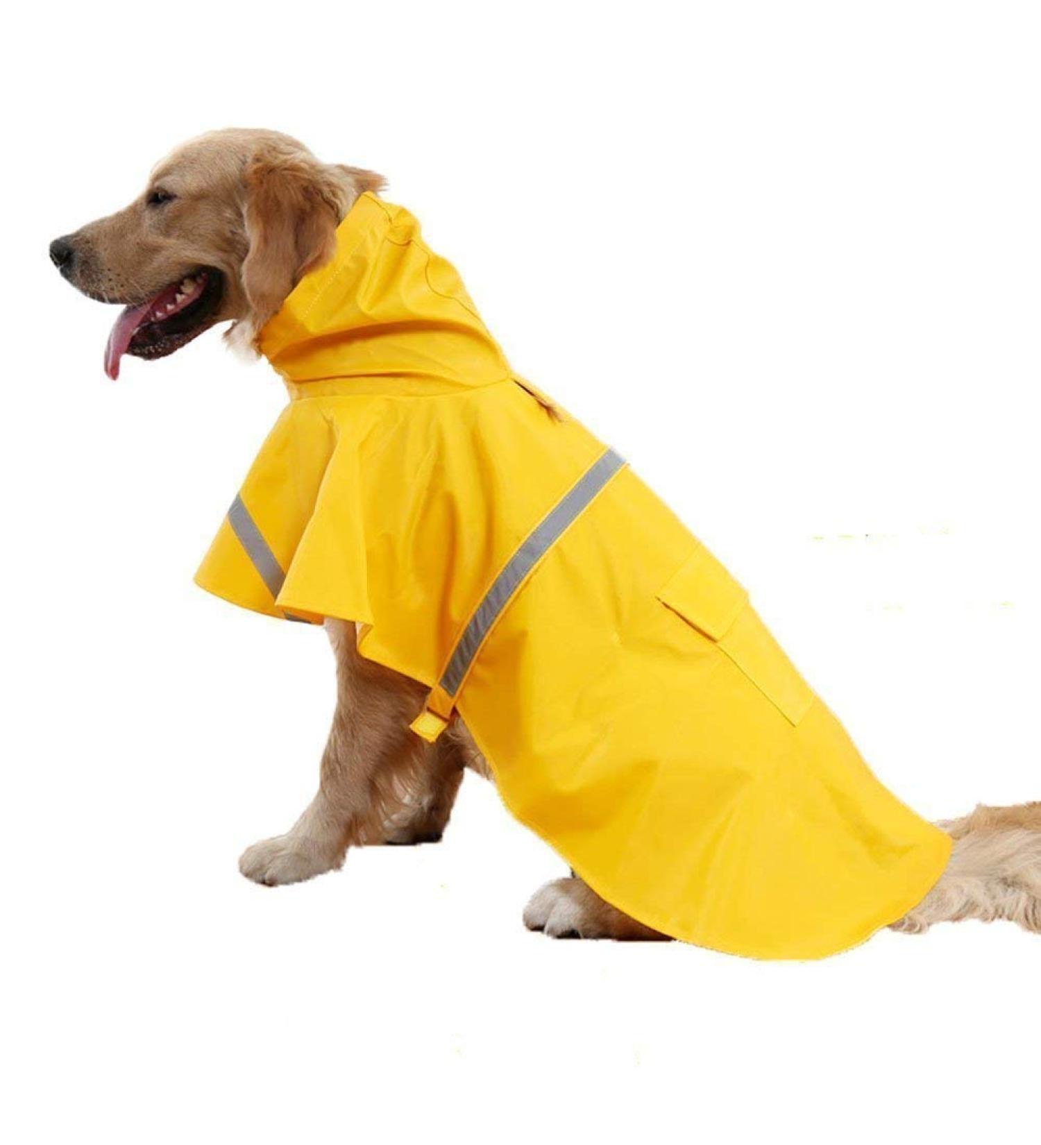 Tineer Adjustable Waterproof Reflective Dog Raincoat - XXL Yellow - Buy Online on GoSupps.com