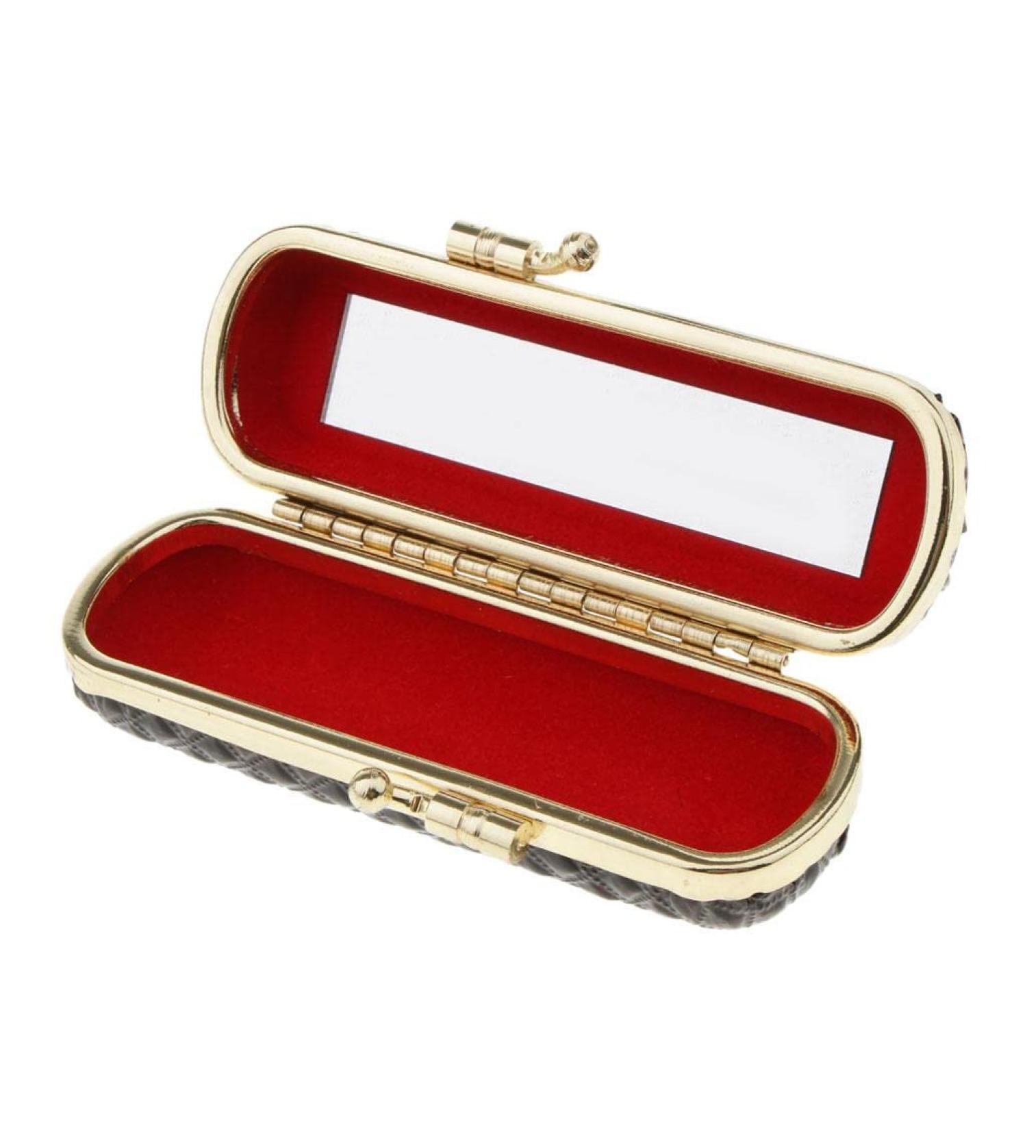 SM SunniMix Portable Lipstick Case - Hard Shell Makeup Box with Mirror & Snap Button - Travel-Friendly Black Lipstick Holder - Buy Online on GoSupps.com