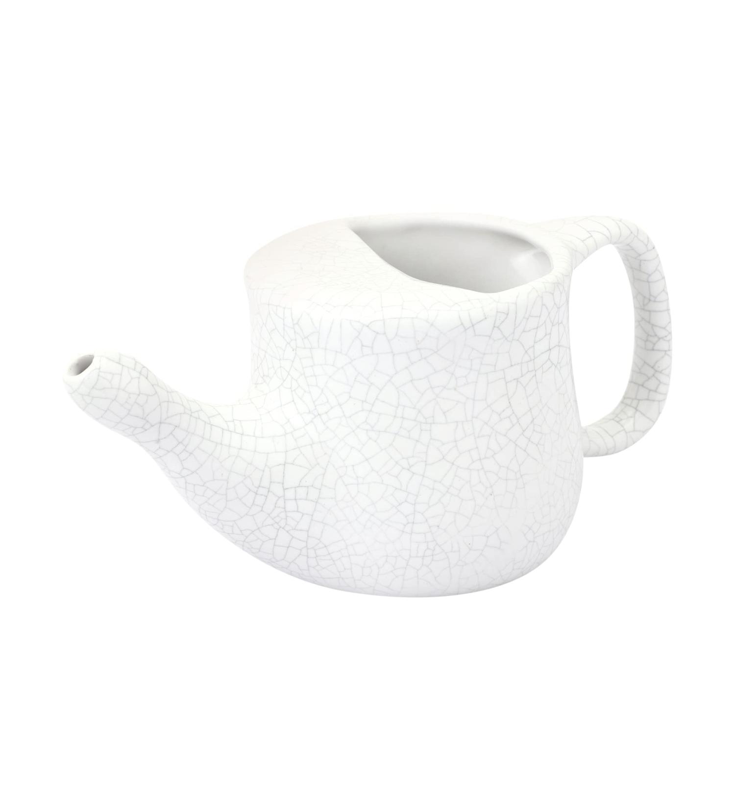 HealthGoodsIn Ceramic Neti Pot for Sinus Relief - Spill Proof Premium Grade Dishwasher Safe 225ml - White Crackle - Buy Online on GoSupps.com