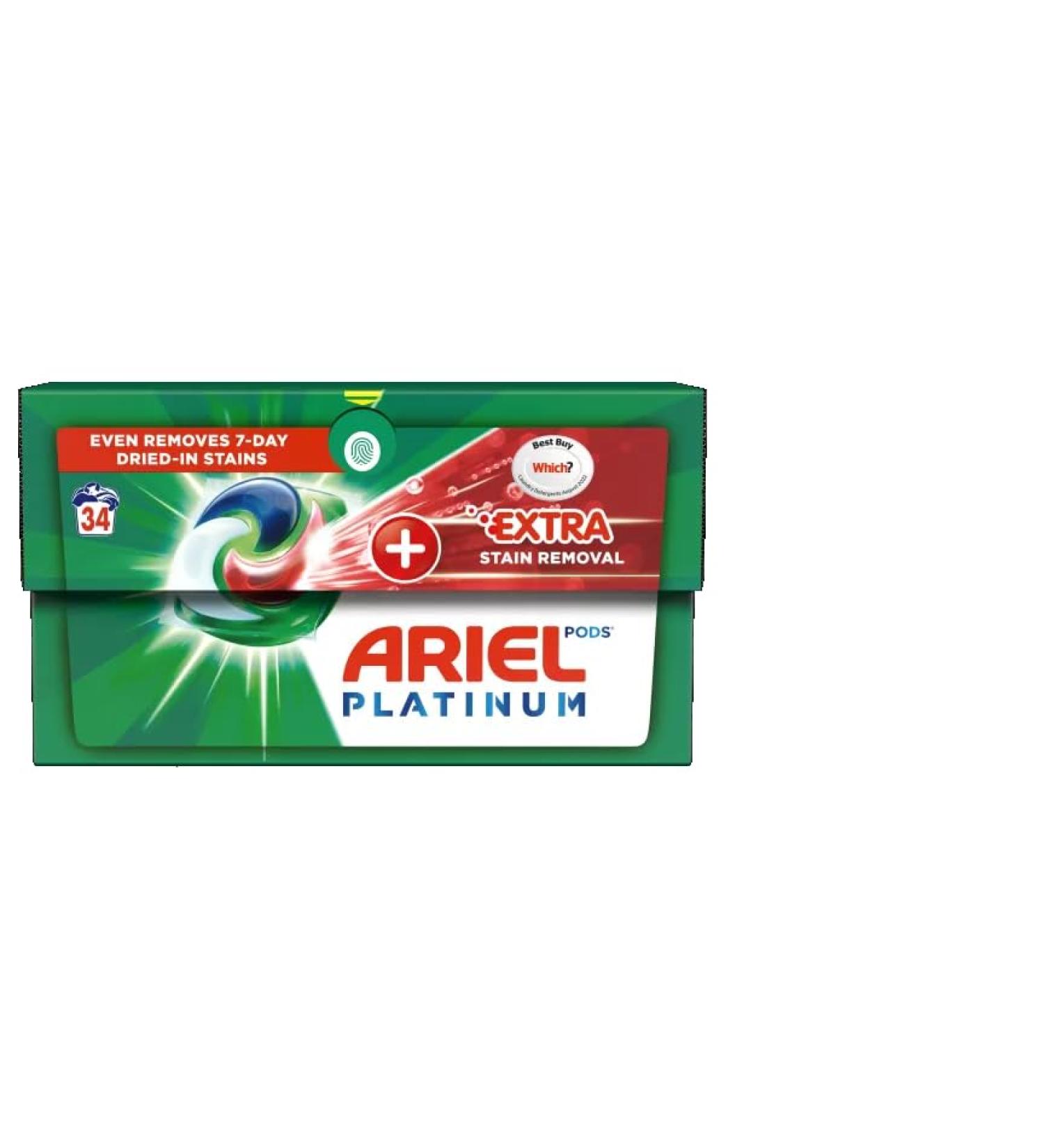 ARIEL Platinum Washing Pods + Extra Stain Removal and Unbeatable Freshness in One Laundry Washing Capsule 34 Washes Unscented 34 ml (Pack of 1) - Buy Online on GoSupps.com