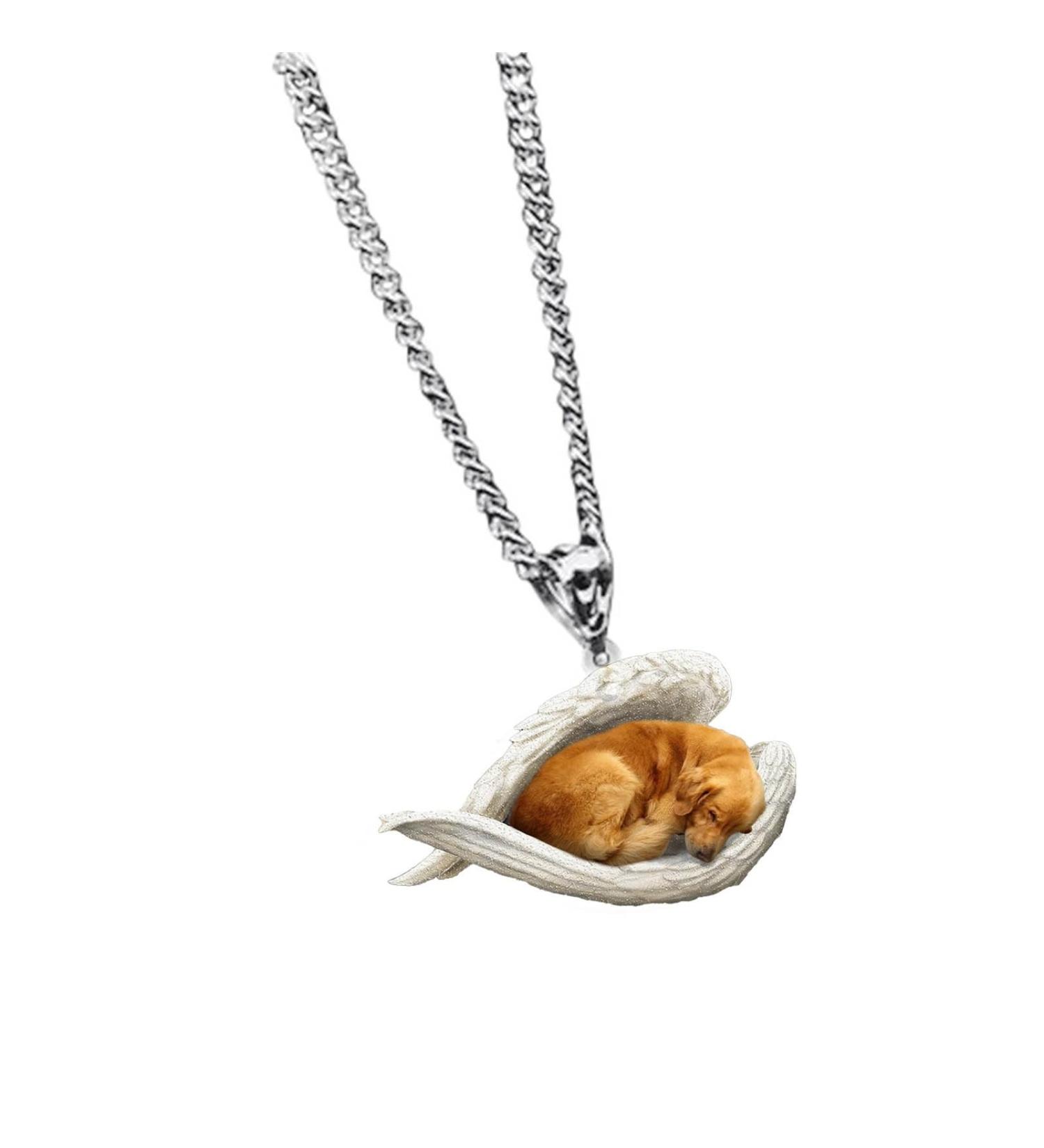 Lidssacde Pet Necklace with Sleeping Dog Trailer - Sweet Angel Gift for Animal Lovers - Perfect Personal Gift for Boys & Girls - Buy Online on GoSupps.com