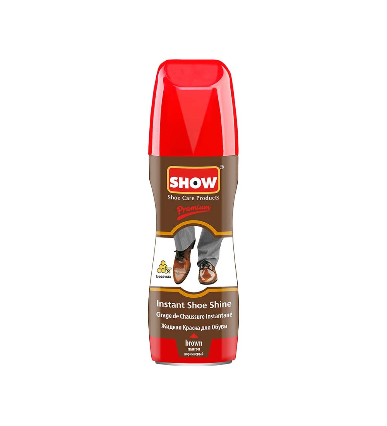 SHOW Instant Leather Shoe Shine Liquid - Unisex 75ml Bottle with Sponge - Brown Color Nourish & Conditioner - Leather Care Products - 1 Unit - Buy Online on GoSupps.com