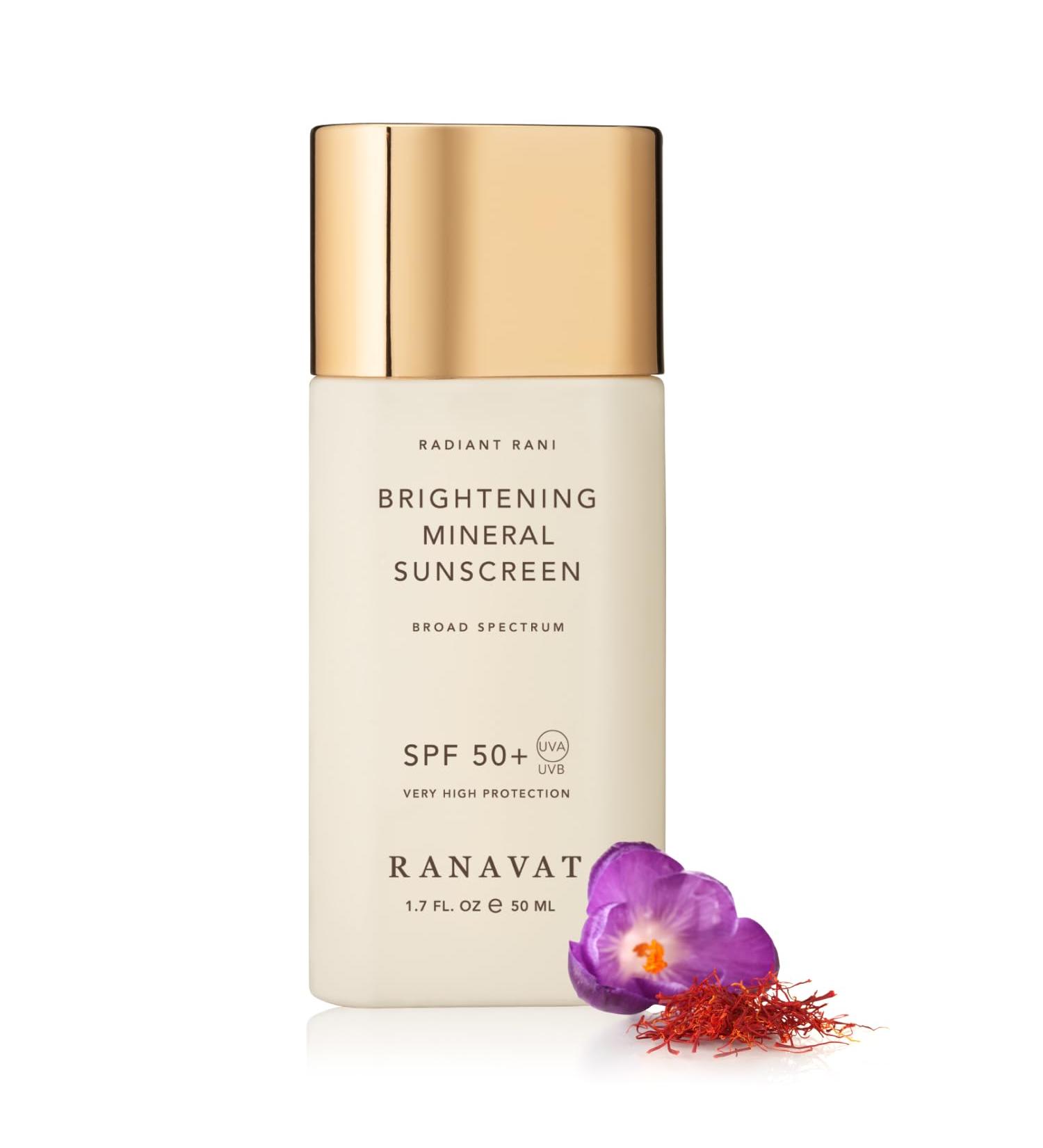 RANAVAT Brightening Mineral Face Sunscreen - Broad-Spectrum SPF 50 Mineral Sunscreen with Zero White Cast - Boosts Radiance & Helps Protect Against Signs of Aging - Safe for Sensitive Skin (50 ml) - Buy Online on GoSupps.com