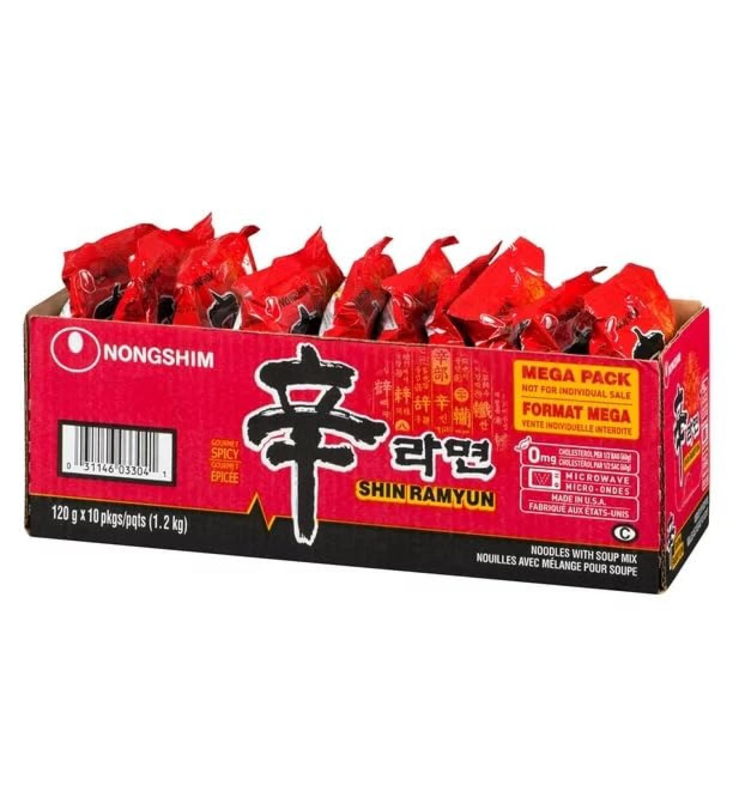 Generic Nongshim Shin Ramyun Noodle Soup Spicy - Ramen Noodles - Quality Instant Noodles - Shin Ramen - Korean Food - Pack of 10