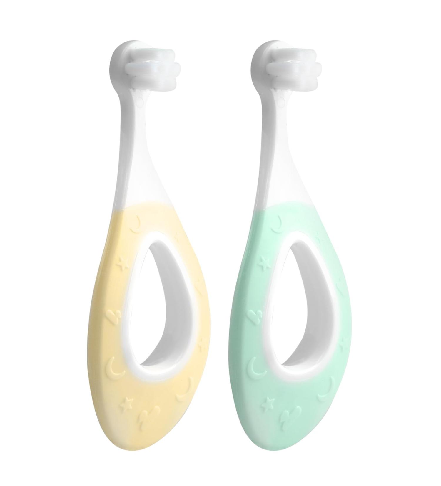 Ultra Soft Baby Toothbrush Set for 6-24 Months | Gentle Gum Care for Toddlers - Yellow & Green - Buy Online on GoSupps.com