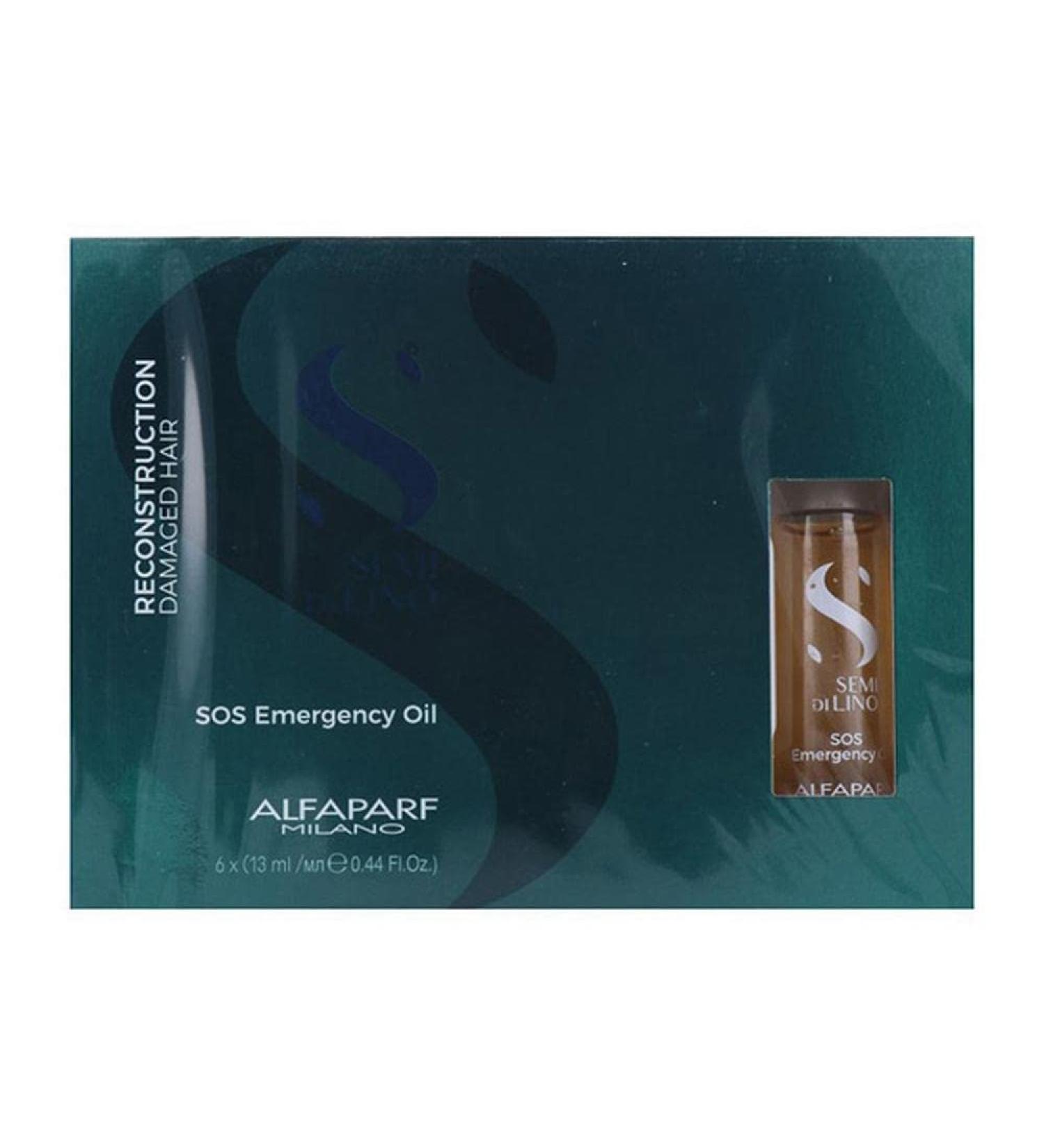 Alfaparf Milano Semi Di Lino Reconstruction Reparative SOS Emergency Oil for Damaged Hair - Includes 6 Vials - Professional Salon Quality - Repairs  Provides Shine and Softness - 2.64 Fl Oz