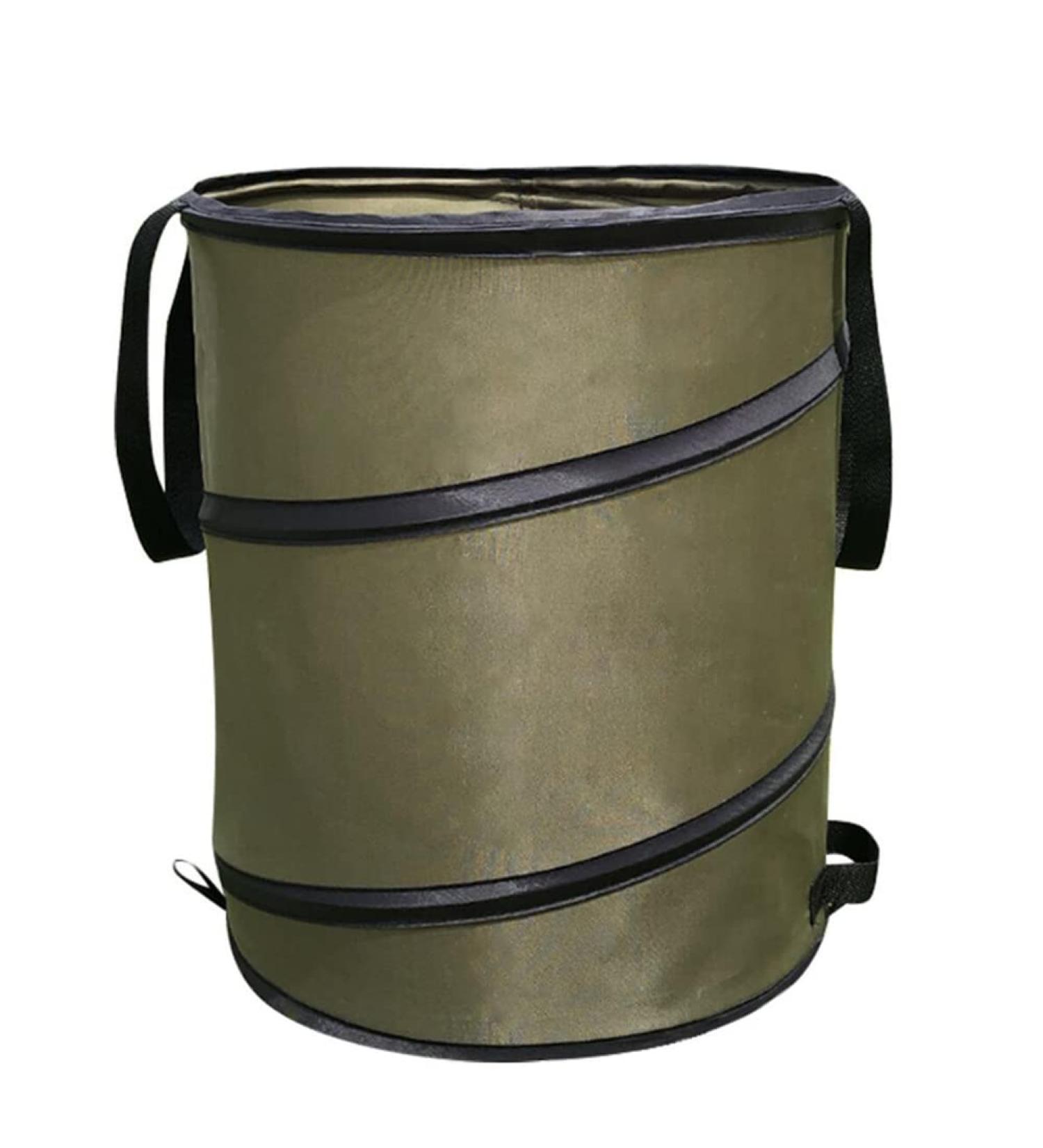 Collapsible Trash Can Reusable Trash Bin - Snap Lock Lid and Heavy-Duty Handles Black Heavy-Duty Construction Perfect Backyard Deck or Garage Trash Can Sritob Medium