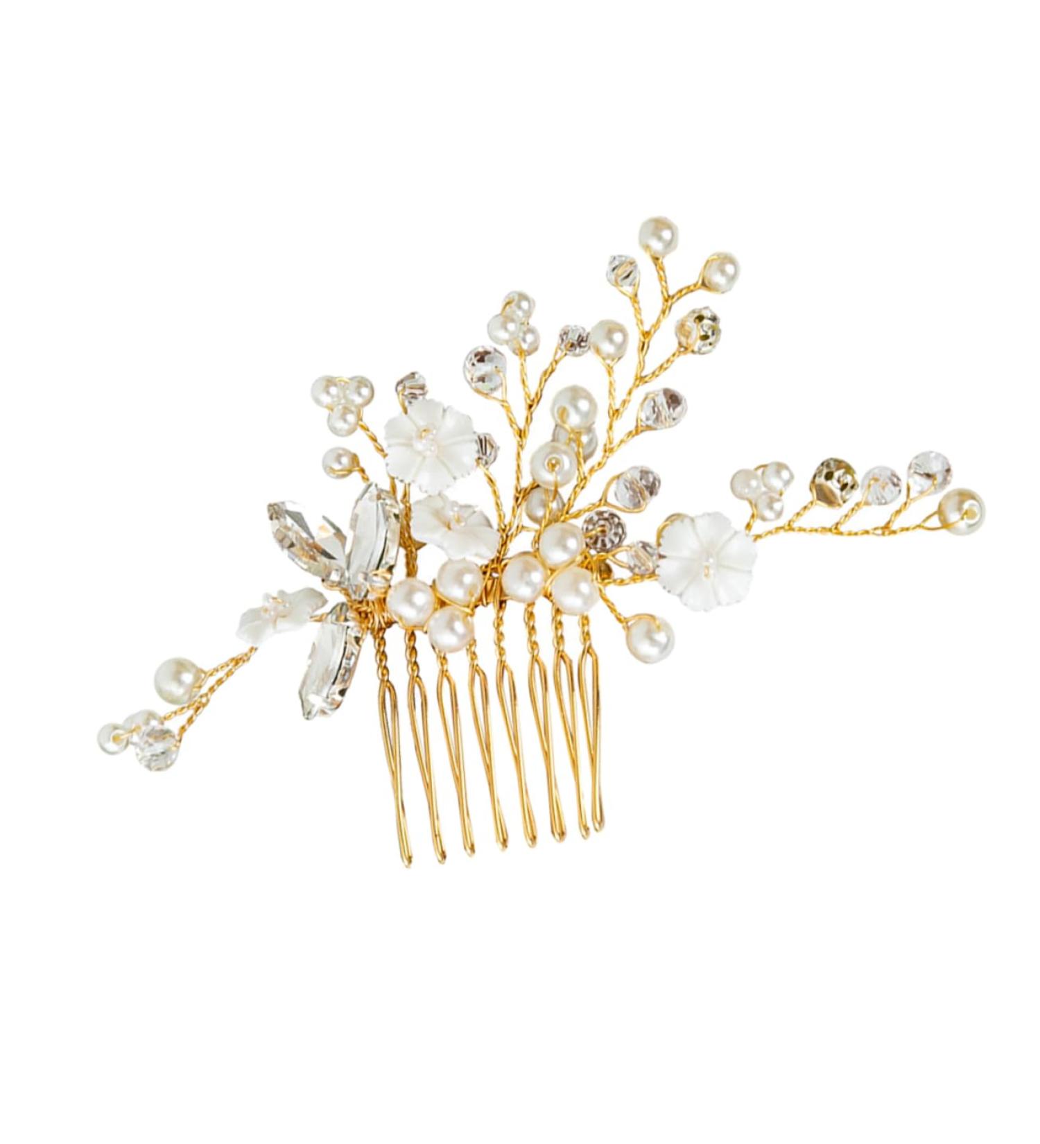 FRCOLOR Bridal Hair Comb Bridal Comb Crystal Headpiece Bridal Headpiece Wedding Comb Wedding Hair Combs Bridal Headdress Tiara Wedding Headpiece Bride Accessories Pearl - Buy Online on GoSupps.com