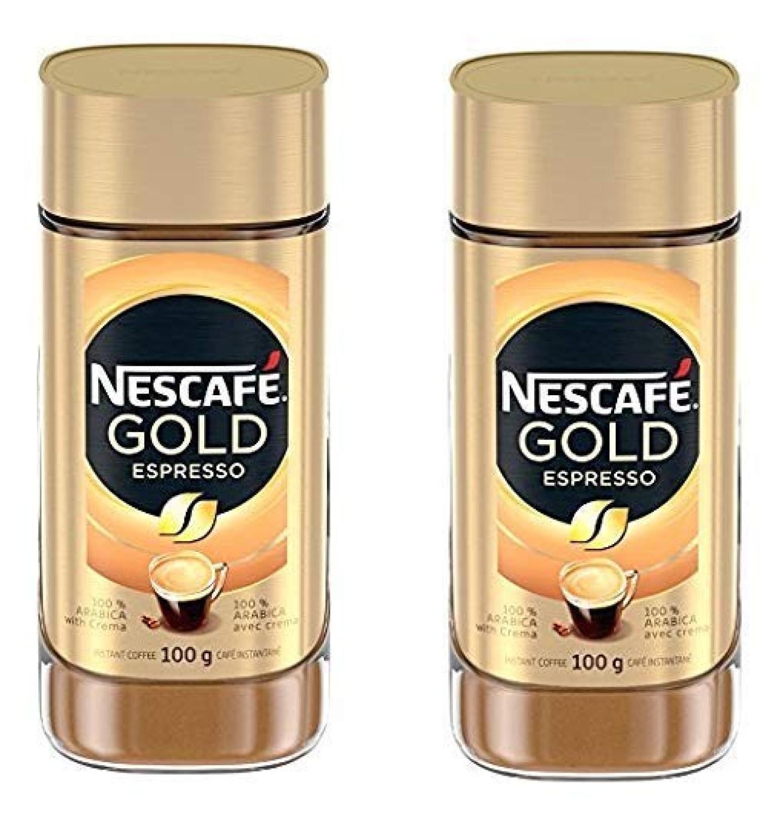 NESCAFE Gold Espresso Instant Coffee, 100g/3.5oz, Jar (2 Pack), Imported from Canada 3.52 Ounce (Pack of 2)