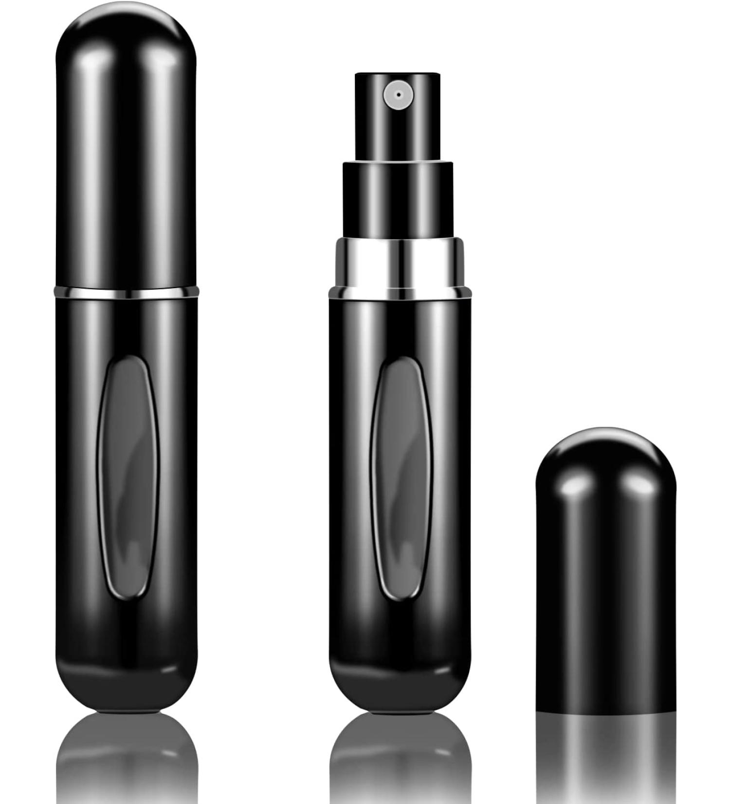 Fivexing 2Pcs Refillable Perfume Atomizer Bottles - Portable Mini Spray Dispensers for Travel - 5ml/0.2oz (Black) - Buy Online on GoSupps.com