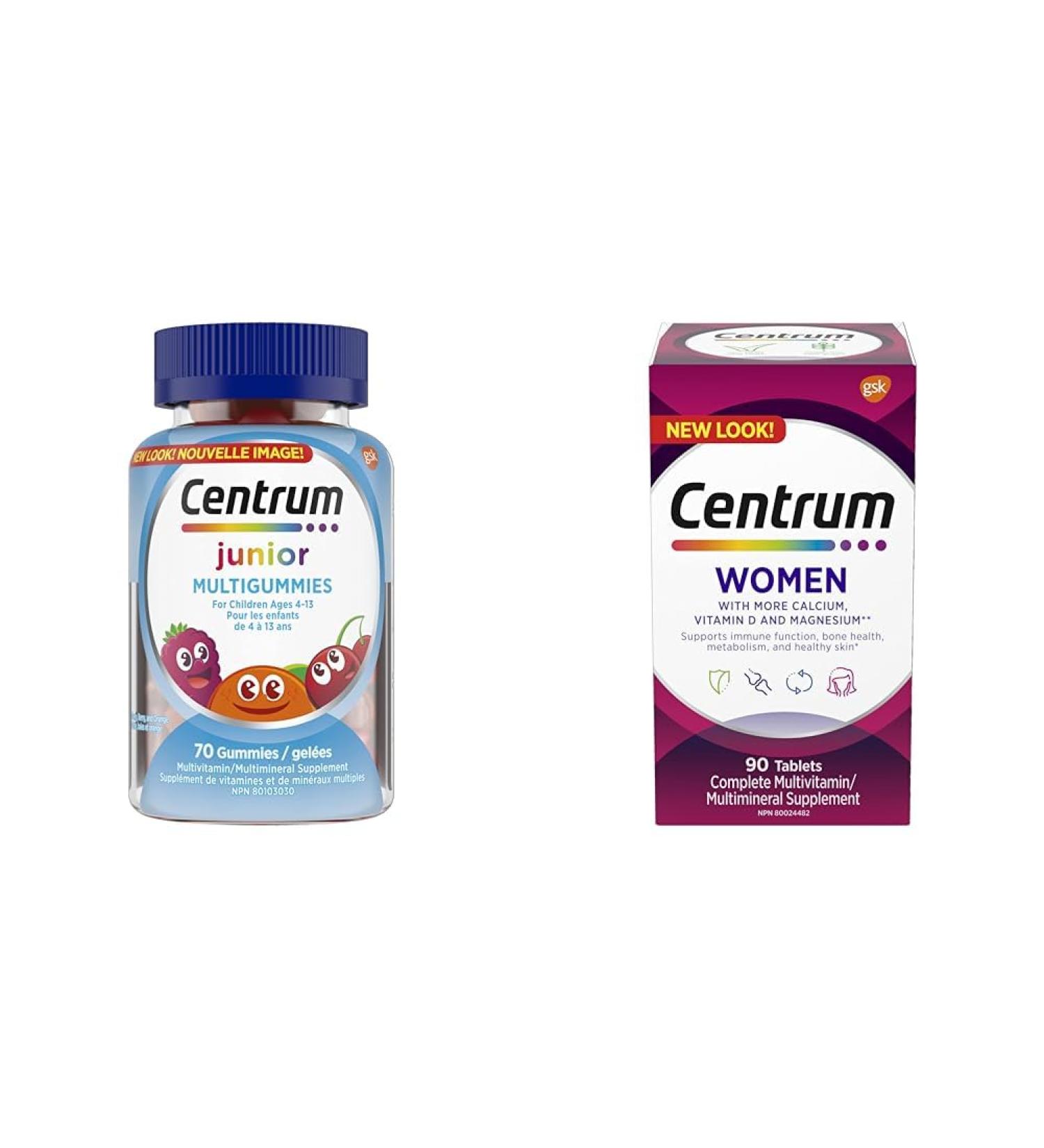 Centrum Junior Multigummies Multivitamins Gummies Kids Multivitamin Gluten-Free & Women Multivitamins/Minerals Supplement 90 Tablets (Packaging May Vary) Gummies + Minerals Supplement - Buy Online on GoSupps.com