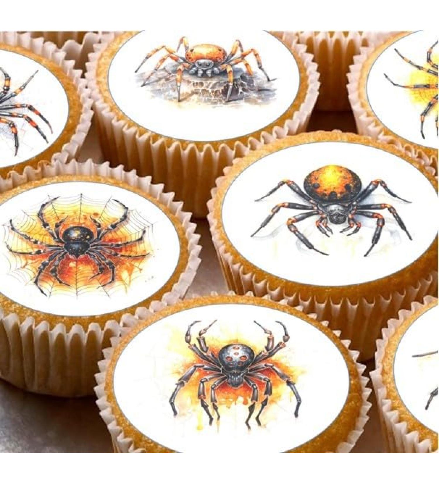 24 Pre-cut Spider Spiders Edible Cupcake Cake Toppers Wafer/Rice Paper - Buy Online on GoSupps.com