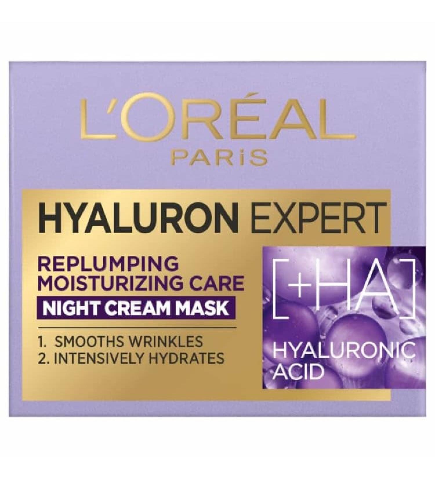 L'Orreal Hyaluron Expert Night Cream Mask 50ml - Skin Feels Hydrated Smoother And More Comfortable.
