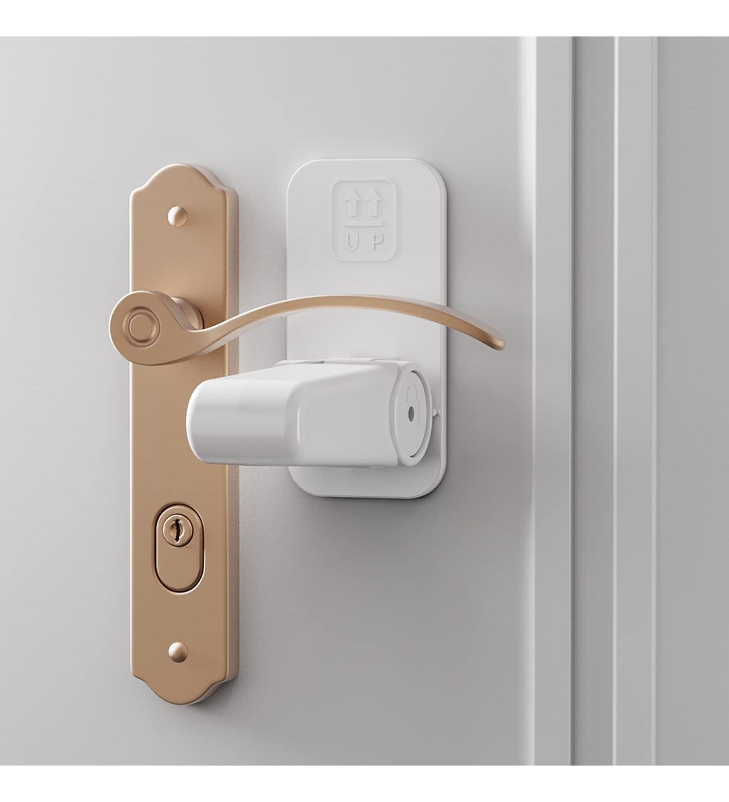 Childproof Door Lever Lock - 2 Pack | Baby, Toddler, and Pet Safety | Self-Adhesive, No Screws | for Kitchen Cupboard, Closet, Dresser - Buy Online on GoSupps.com
