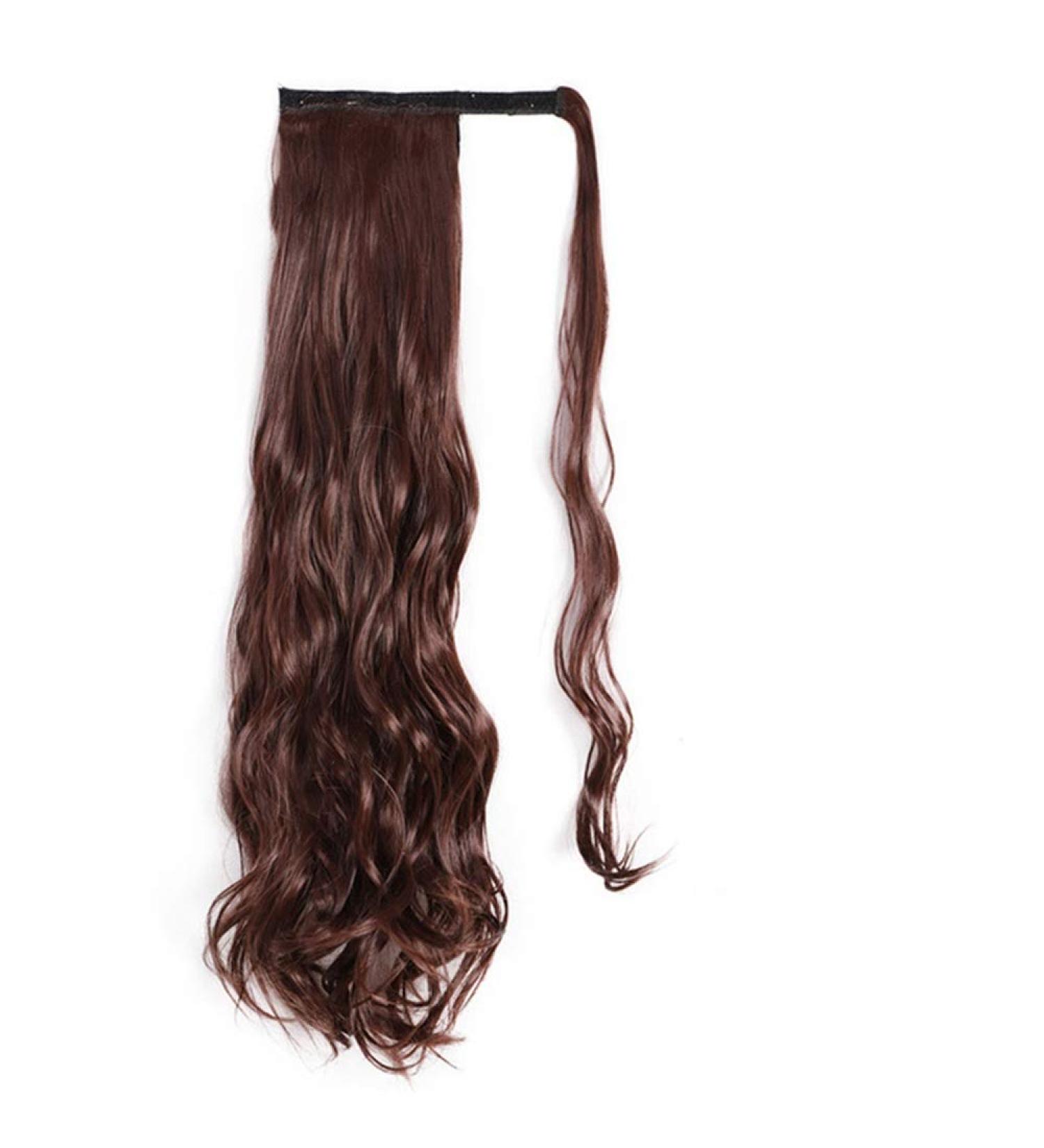 Vibrant 22-inch Corn Wavy Long Ponytail Synthetic Wig | Clip-in Hair Extensions | Brown Hair Pieces - Buy Online on GoSupps.com