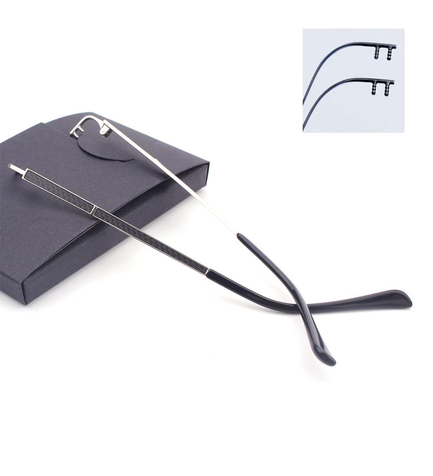 QYAJS 1 Pair Metal Frame Temples Rimless Glasses Legs Eyeglasses Replacement Temples Eyeglass Temples Glasses Legs Silver Large