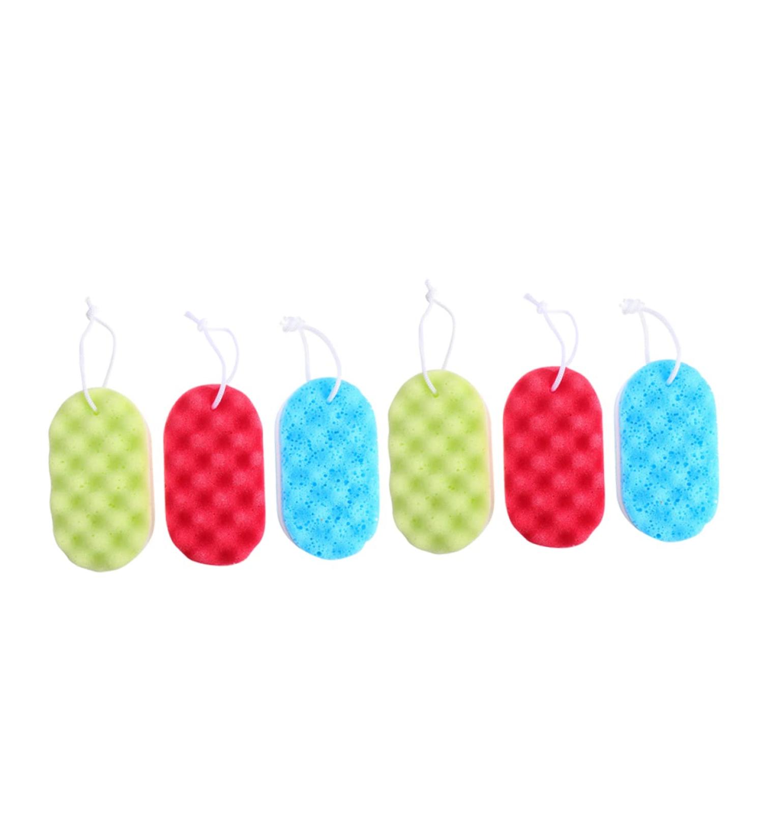 GLSTOY 6pcs Three Layer Bath Sponge - Exfoliating Body Scrubber for Men - Shower Loofah Sponge - Buy Online on GoSupps.com