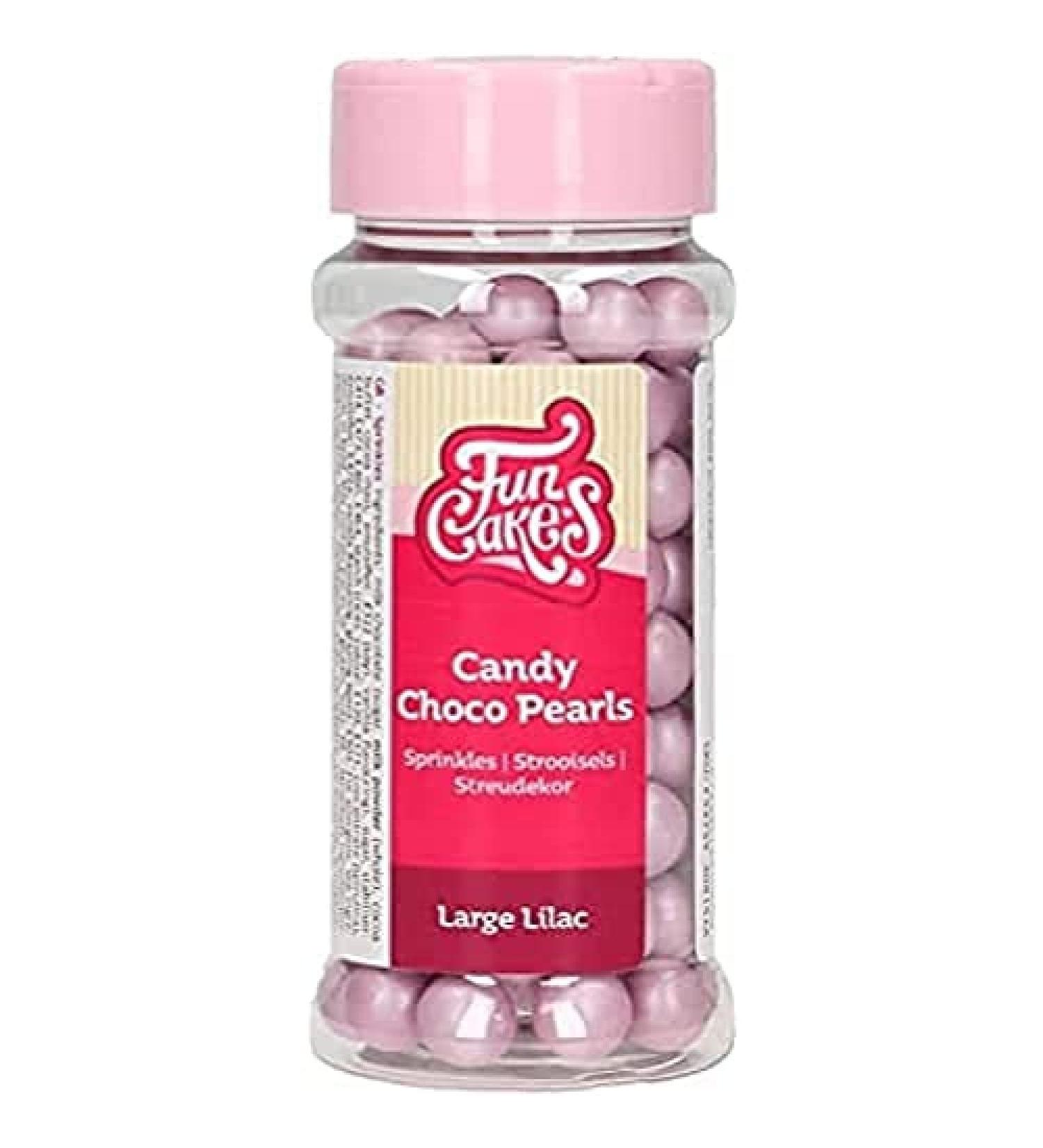 FunCakes Candy Choco Pearls Large Lilac: Cake Sprinkles Great Chocolate Taste Perfect for Cake Decorating Edible Choco Pearls. 70 g.