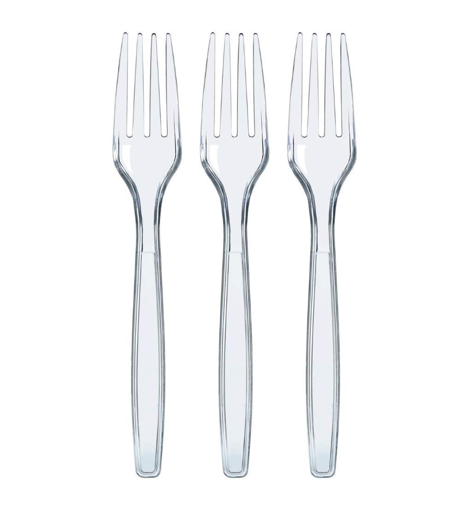 300 Pack Clear Heavy Duty Plastic Forks - Disposable Fancy Cutlery Silverware Bulk - Buy Online on GoSupps.com