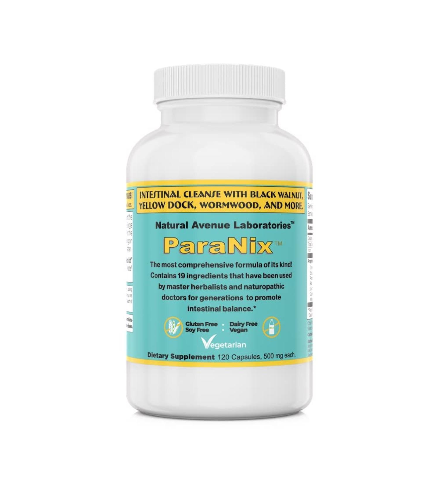 Paranix Intestinal Cleanse - 19 All-Natural Ingredients - 120 Capsules - 500mg - Wormwood, Black Walnut, & More - Buy Online on GoSupps.com