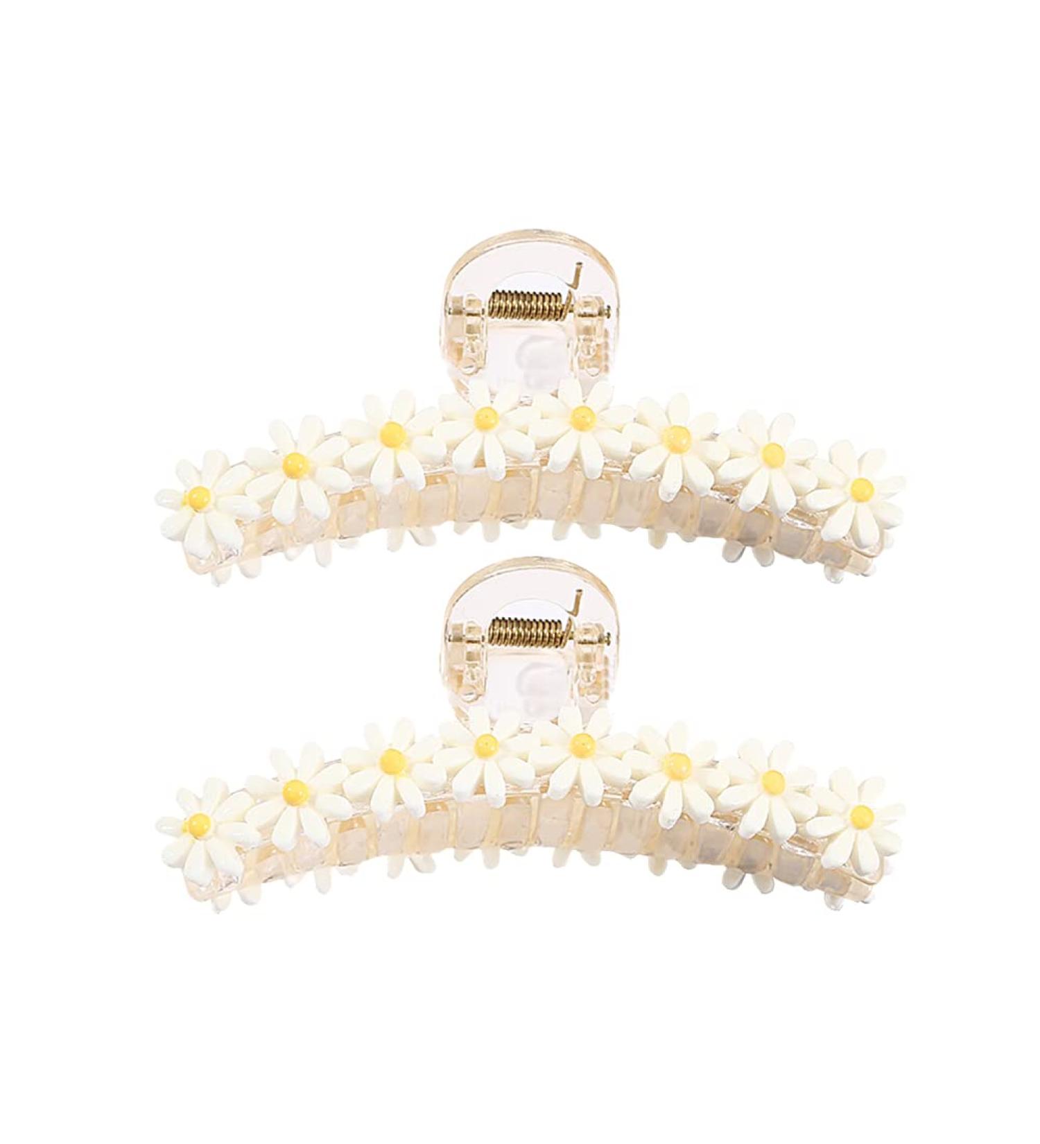 Daisy Hair Claw Clips - 2 Pcs Large Jaw Flower Clamps for Women & Girls - Buy Online on GoSupps.com