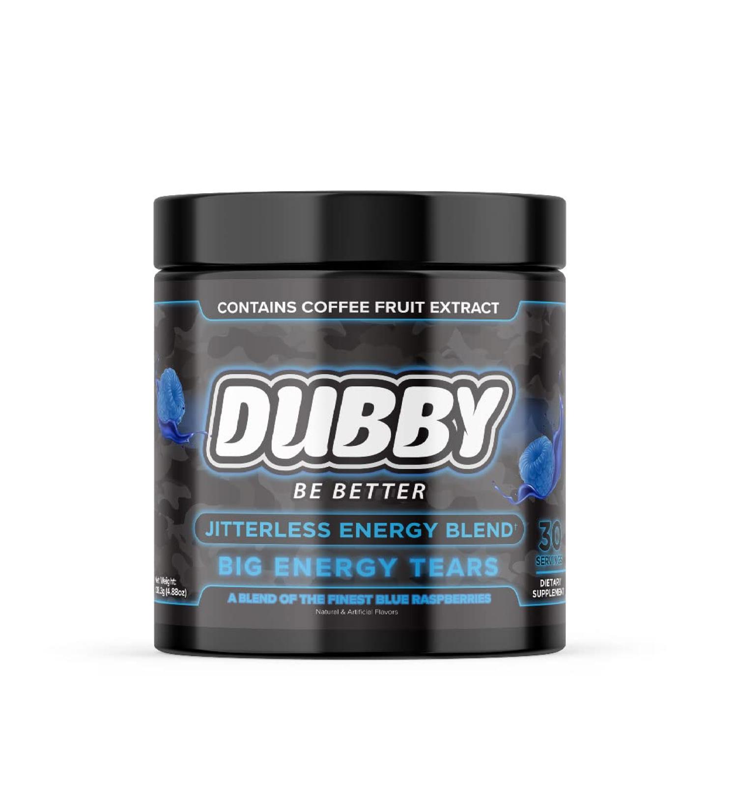 Dubby Gamer Energy Drink Powder - Sugar Free Jitter-Free Nootropic Energy Blue Razz Flavor 30 Servings - Boost Your Gaming Performance - Buy Online on GoSupps.com