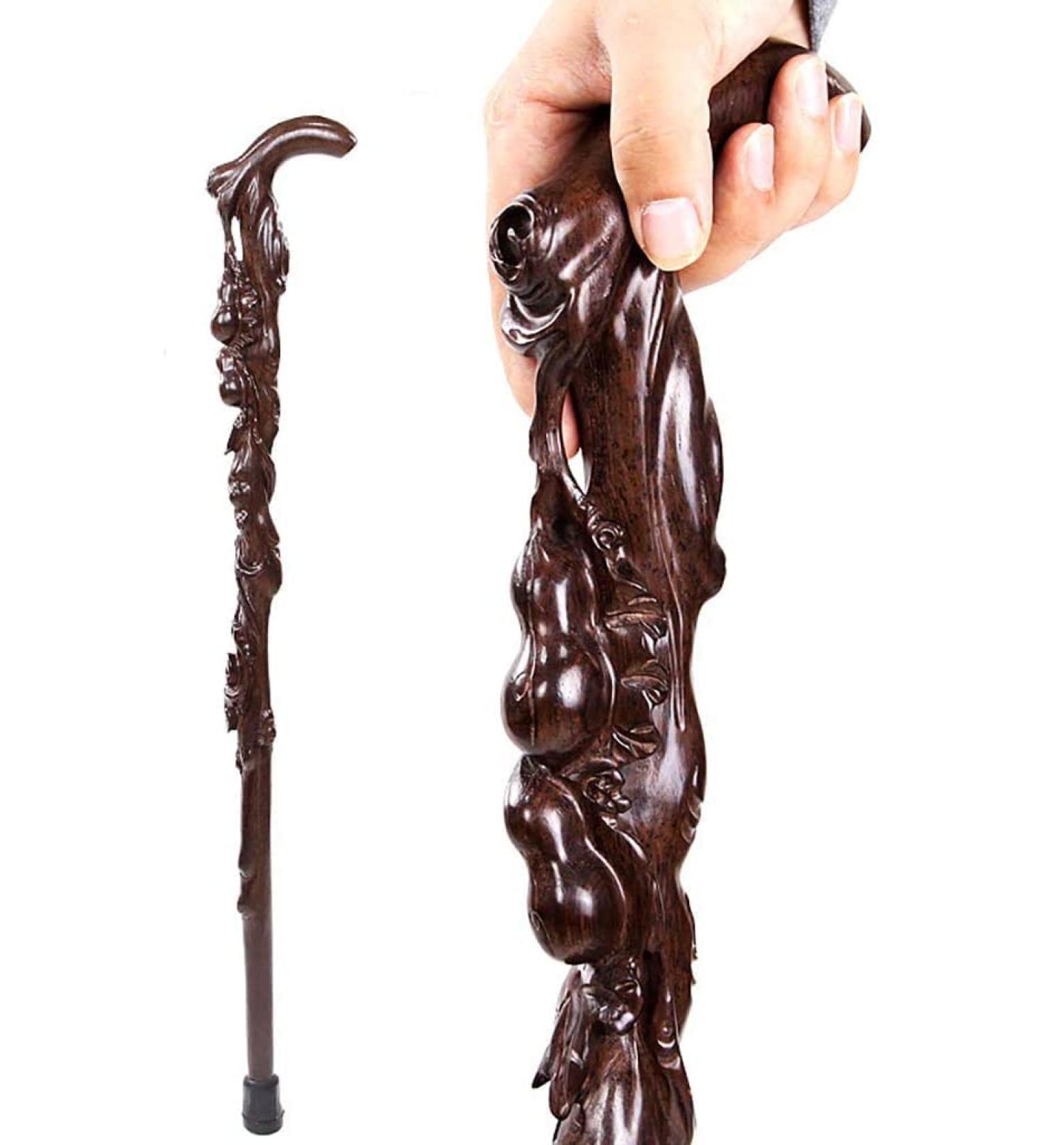Rosewood Sculpture Crutch Old Man Walking Stick Walker Elderly Cane Wooden Cane Walking Stick for Men and Women Ideal for Men or Women with Active Outdoor decorate Selfless dedication - Buy Online on GoSupps.com