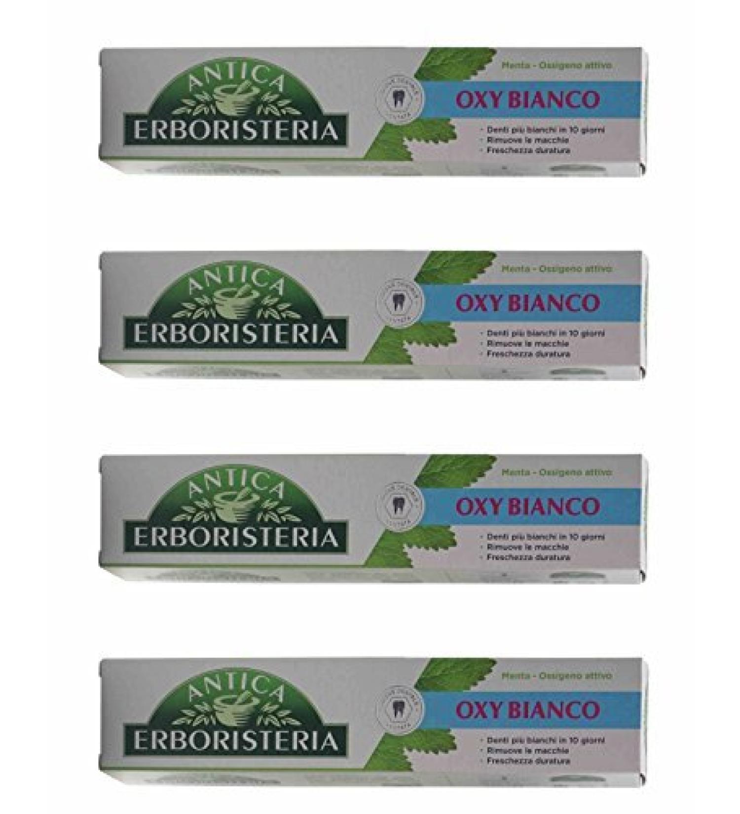 "Oxy Bianco" Whitening Toothpaste - 2.5 Fluid Ounces (75ml) Tubes (Pack of 4) Italian Import