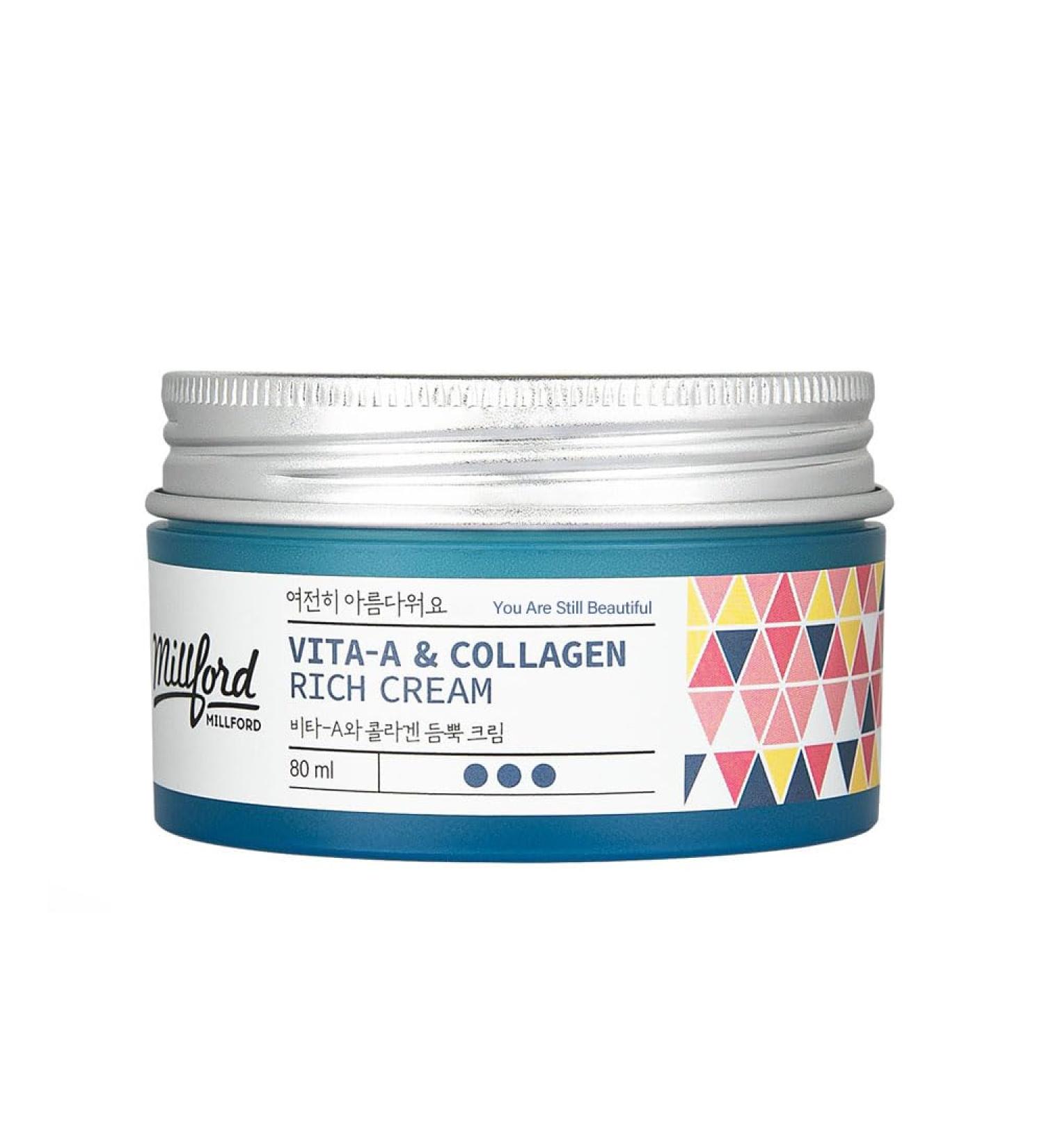 Vita A & Collagen Rich Cream - Anti Aging Face Cream with Marine Collagen | 80ml Korean Skincare for Fine Lines & Wrinkles - Buy Online on GoSupps.com