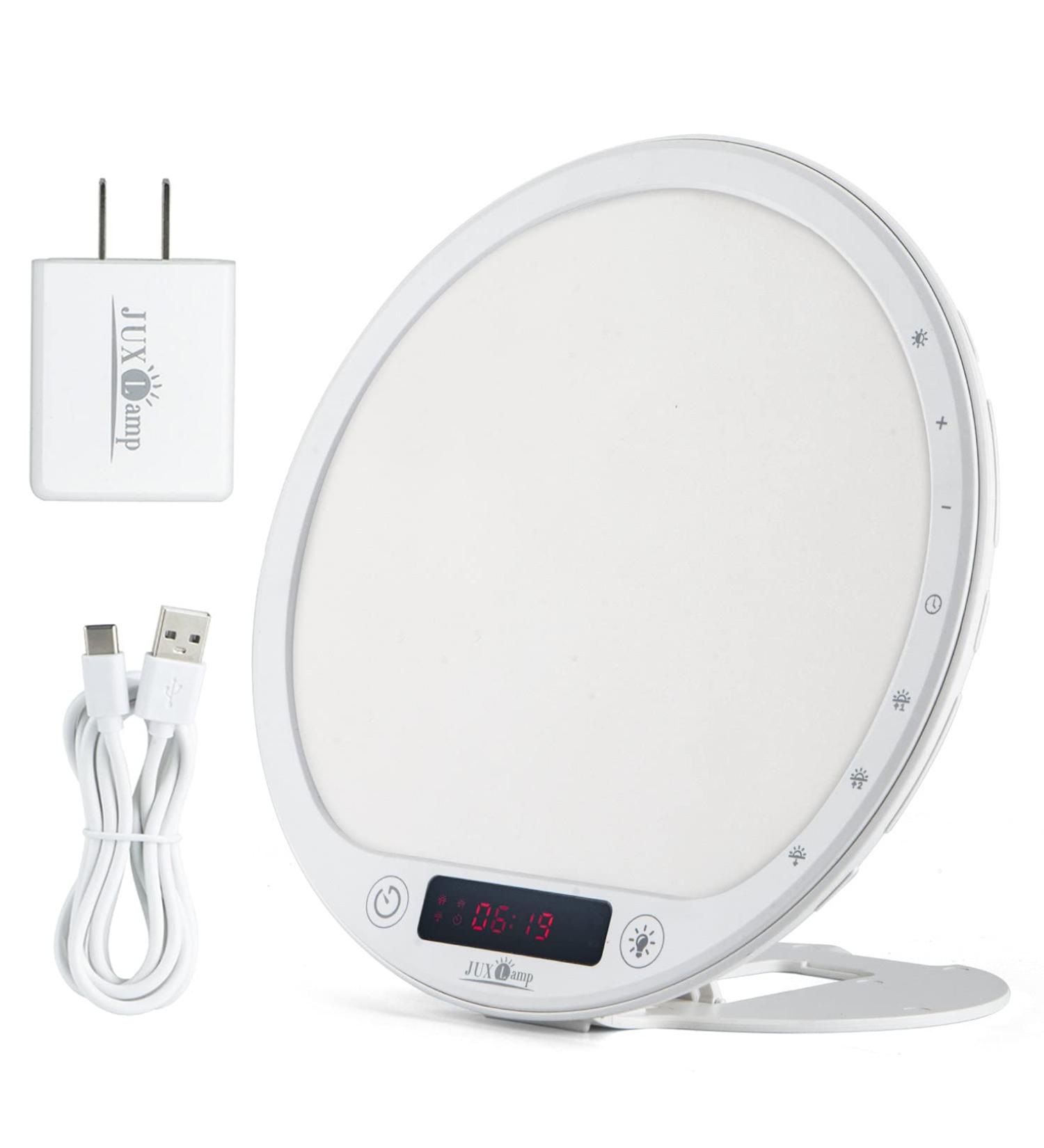 JUXLamp Light Therapy Wake up Light 10000lux UV-Free Sun Lamp with Bio-Clock Adjustment & Ambient Sounds - Buy Online on GoSupps.com